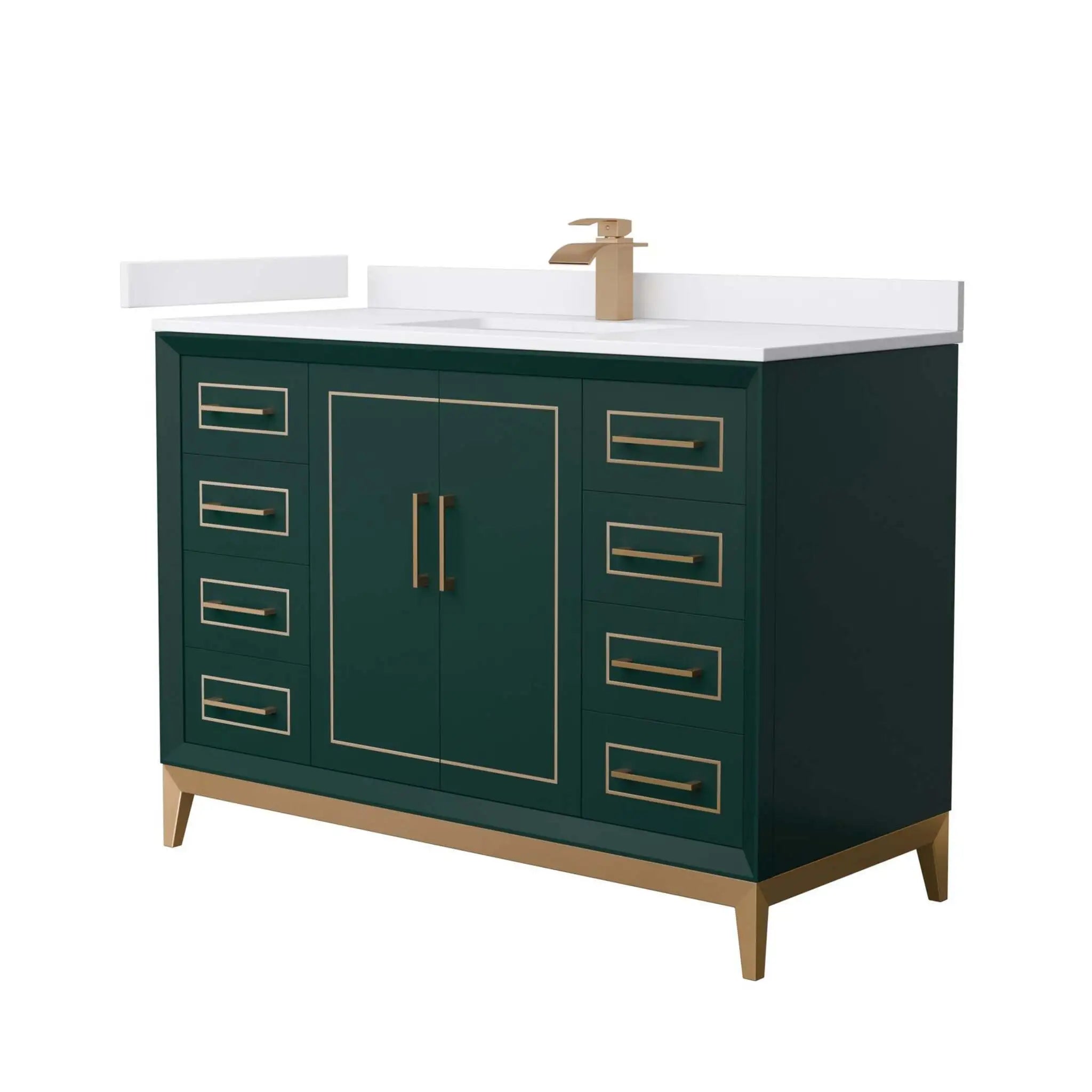 48" Marlena Single Bathroom Vanity in Green with Satin Bronze Trim by Wyndham