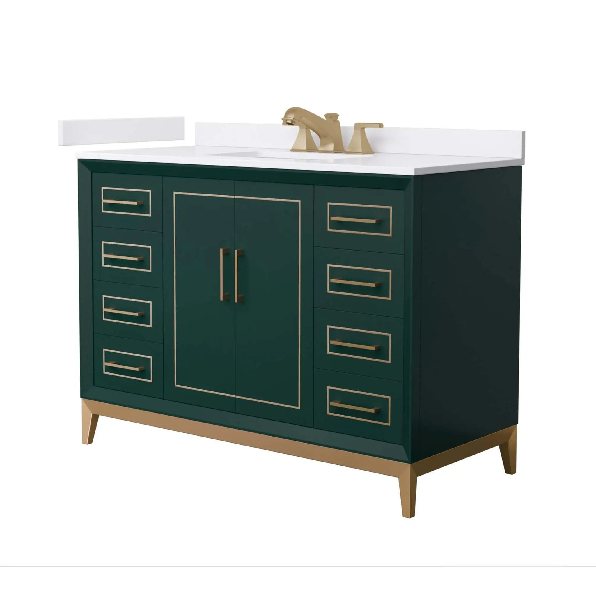 48" Marlena Single Bathroom Vanity in Green with Satin Bronze Trim by Wyndham