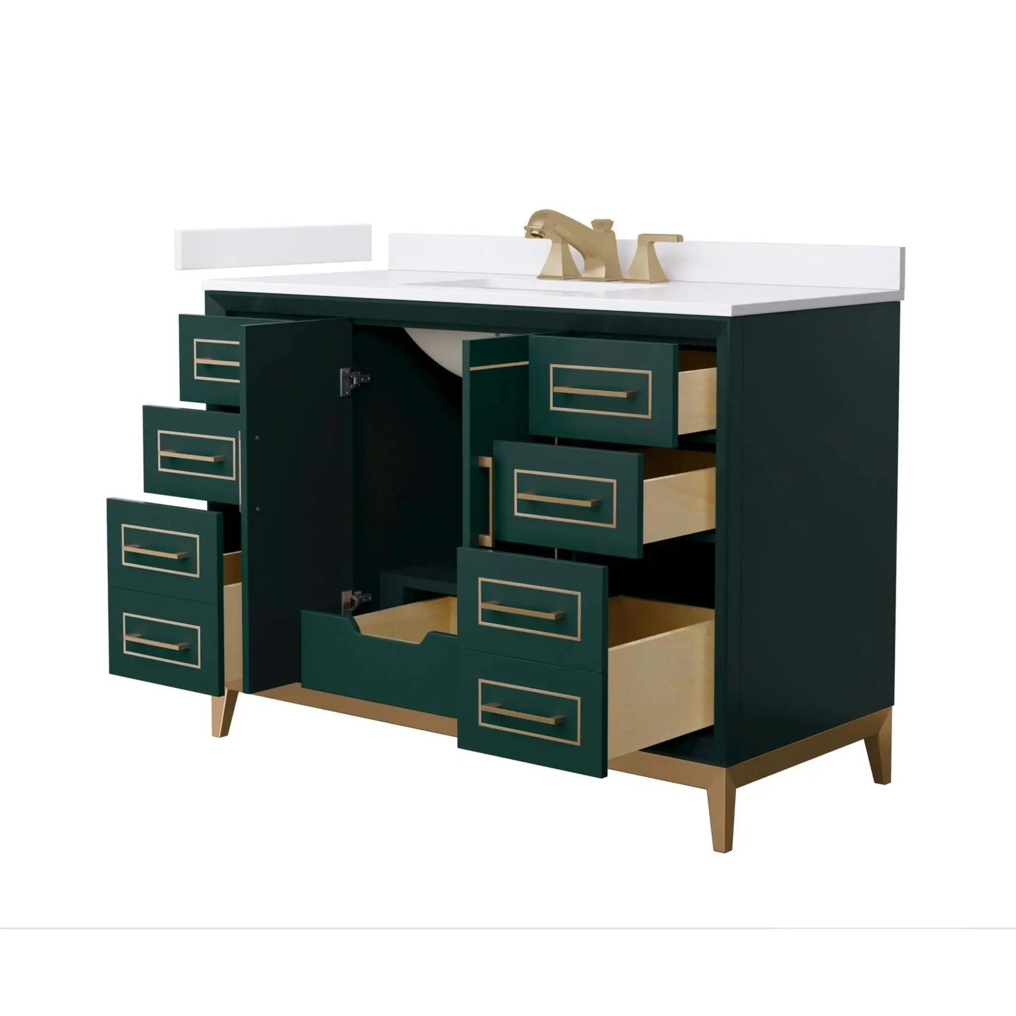 48" Marlena Single Bathroom Vanity in Green with Satin Bronze Trim by Wyndham