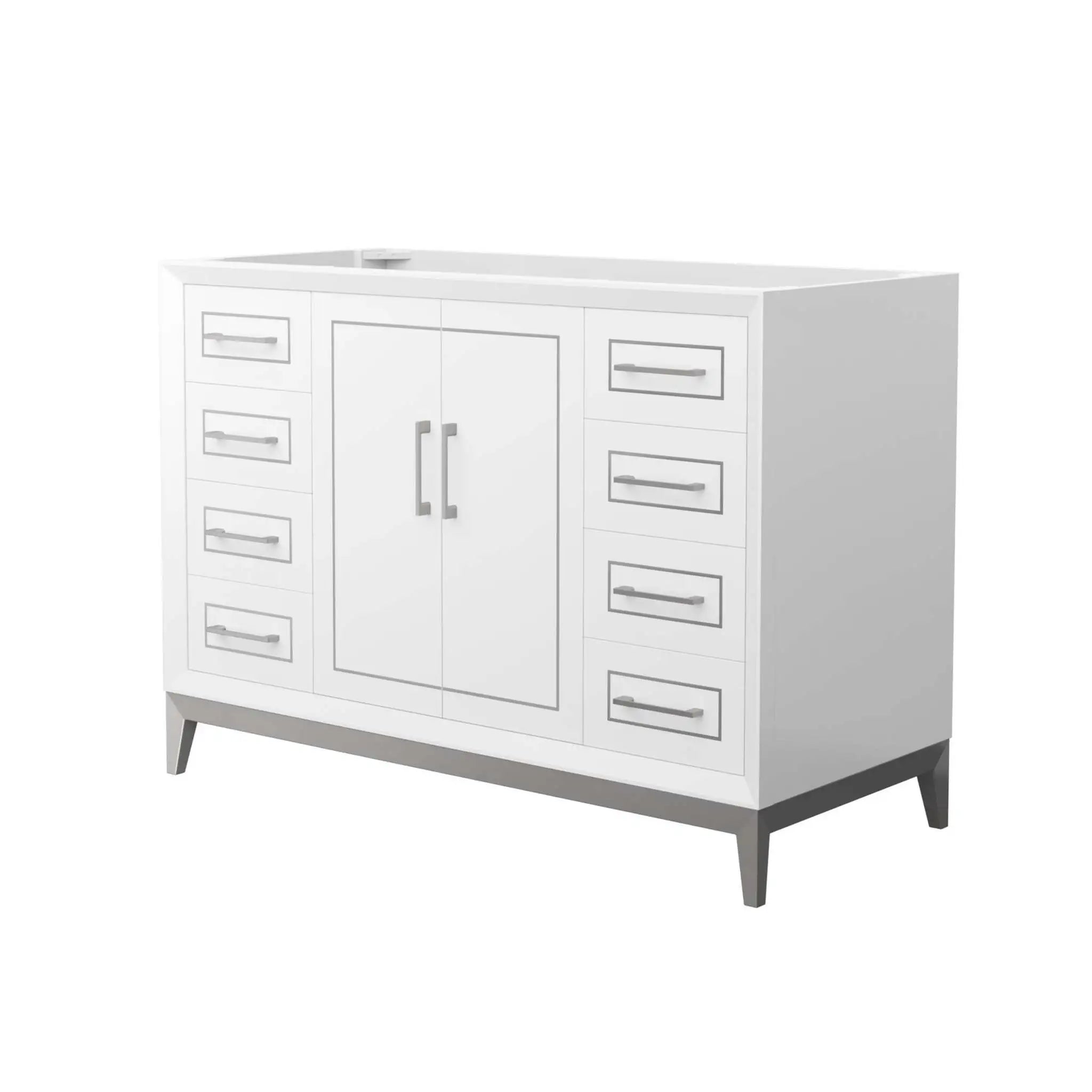 48" Marlena Single Bathroom Vanity in White with Brushed Nickel Trim by Wyndham