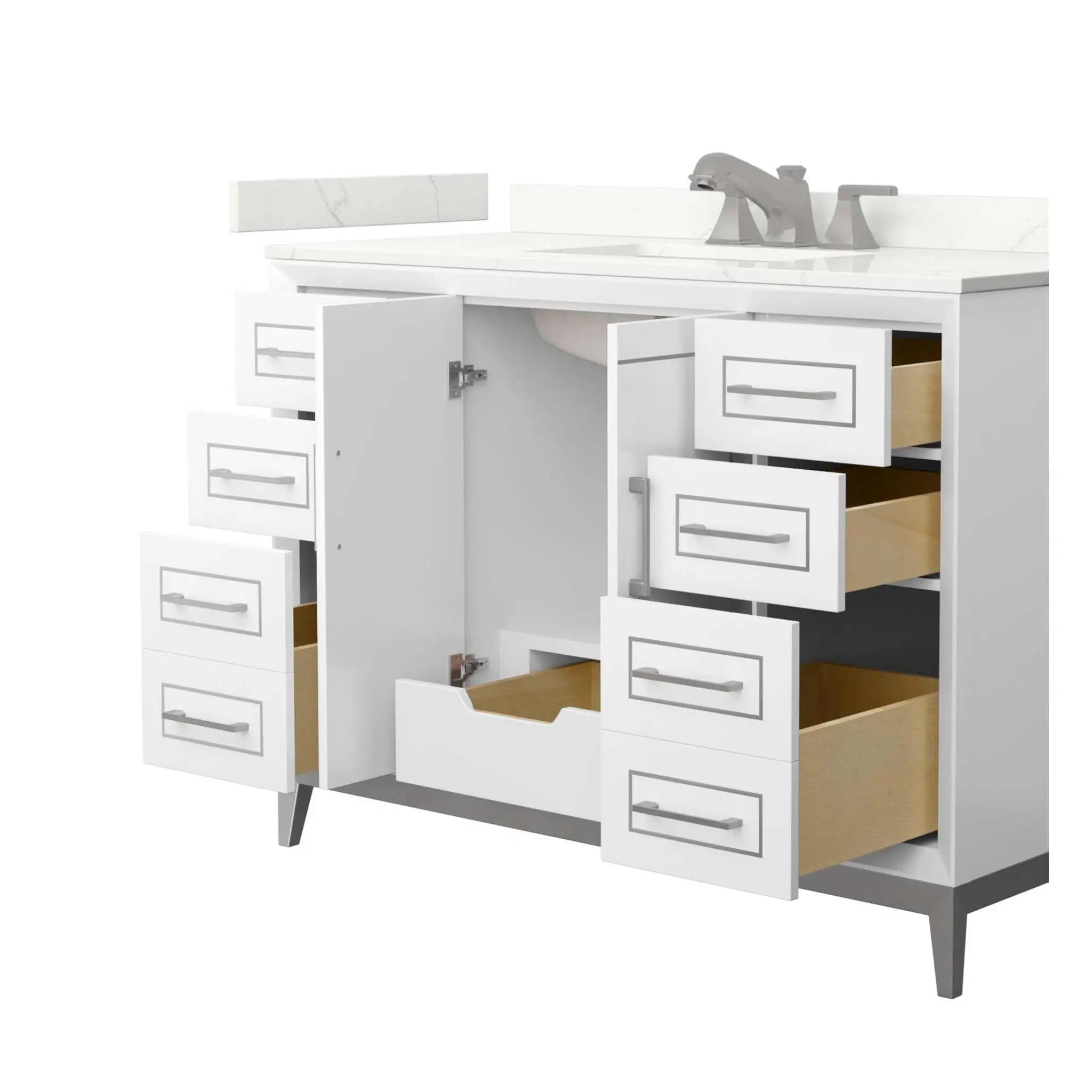 48" Marlena Single Bathroom Vanity in White with Brushed Nickel Trim by Wyndham