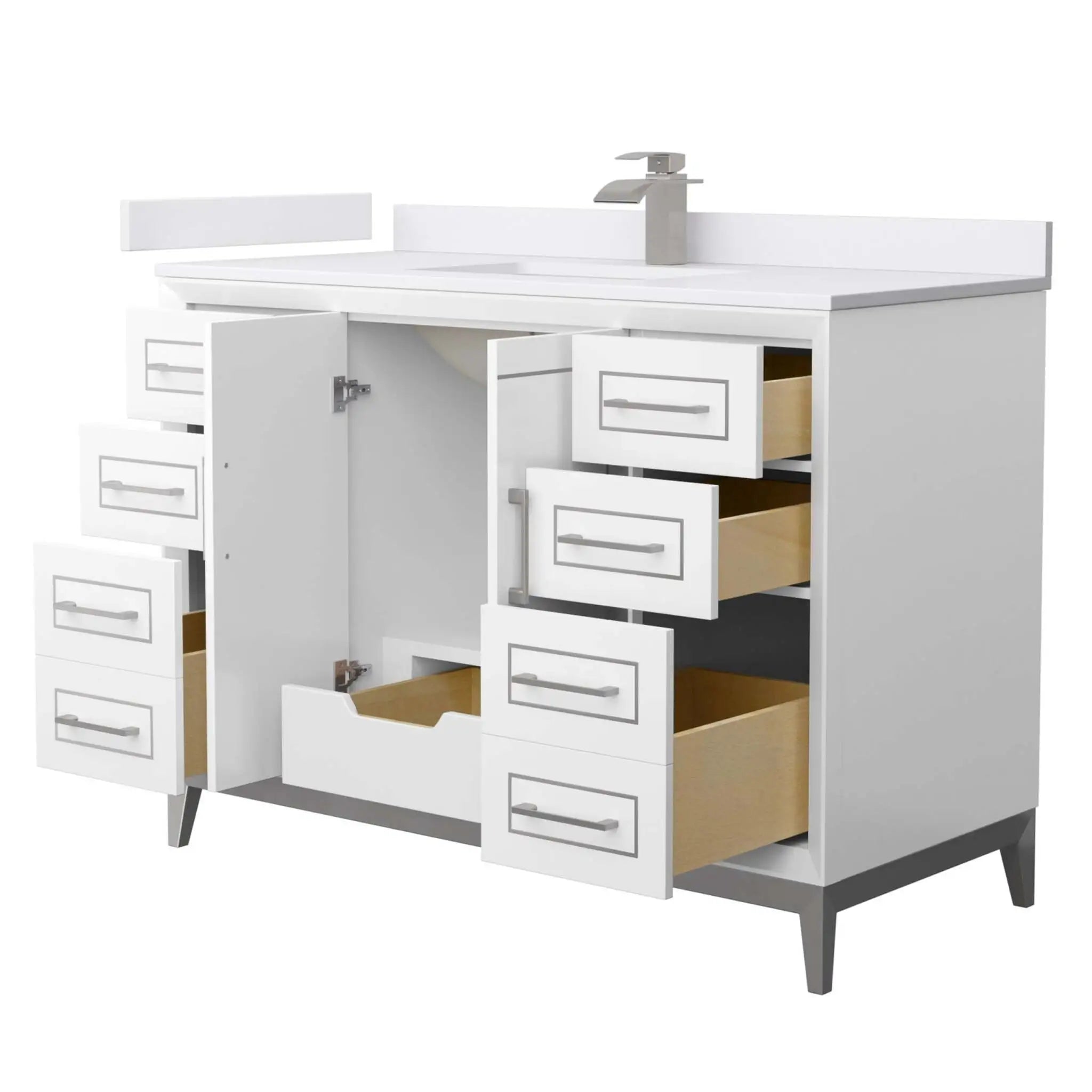 48" Marlena Single Bathroom Vanity in White with Brushed Nickel Trim by Wyndham