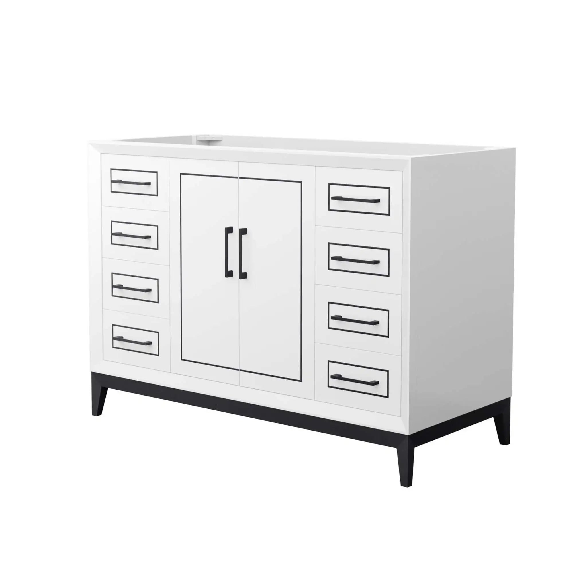 48" Marlena Single Bathroom Vanity in White with Matte Black Trim by Wyndham