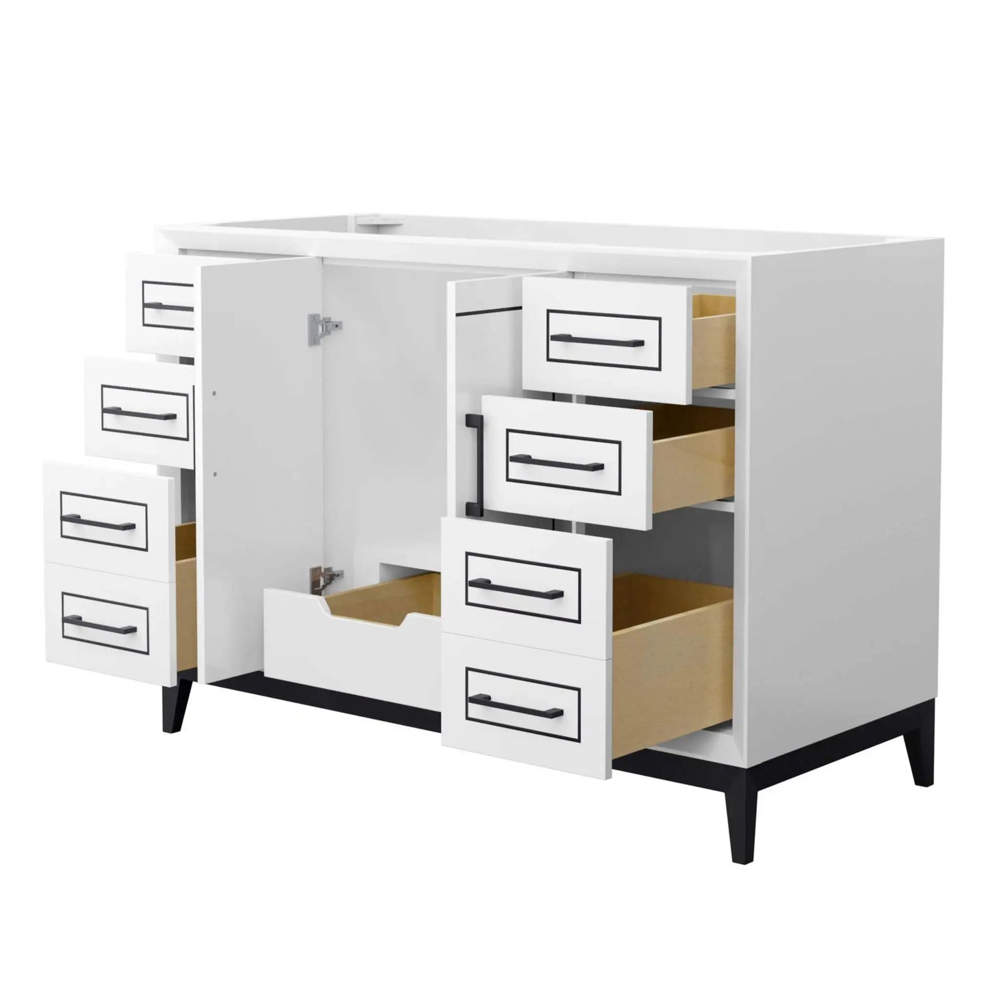 48" Marlena Single Bathroom Vanity in White with Matte Black Trim by Wyndham