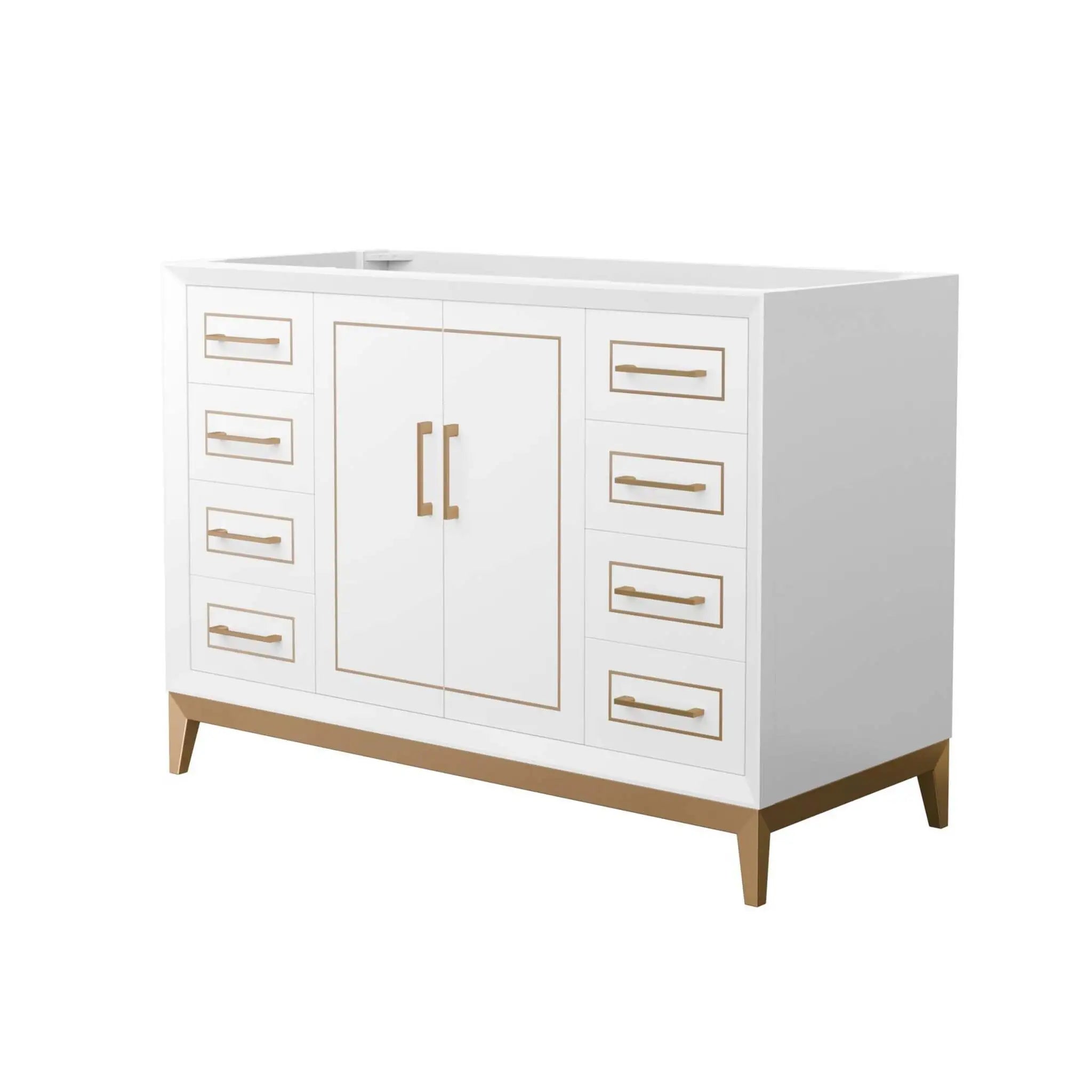 48" Marlena Single Bathroom Vanity in White with Satin Bronze Trim by Wyndham