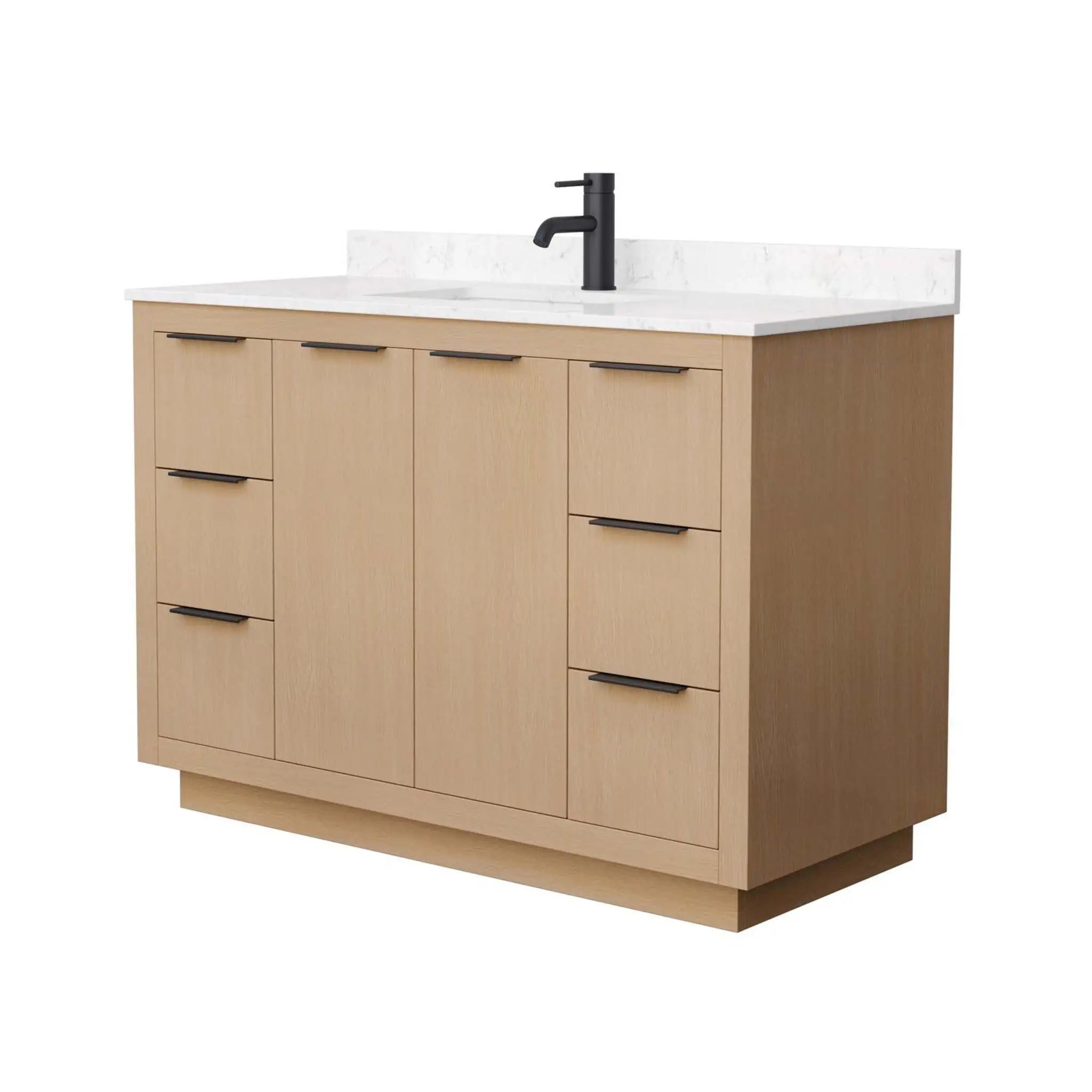 48" Maroni Single Bathroom Vanity in Light Straw with Matte Black Trim by Wyndham