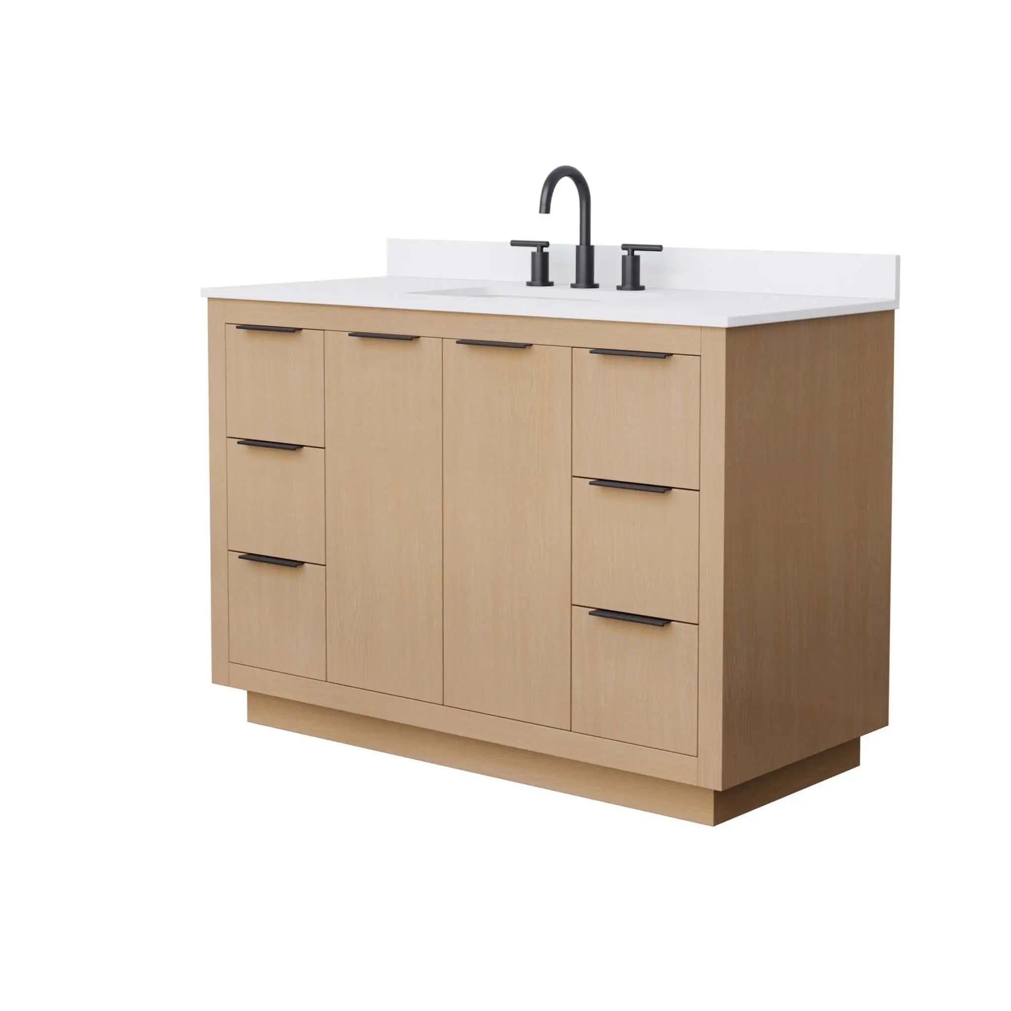 48" Maroni Single Bathroom Vanity in Light Straw with Matte Black Trim by Wyndham