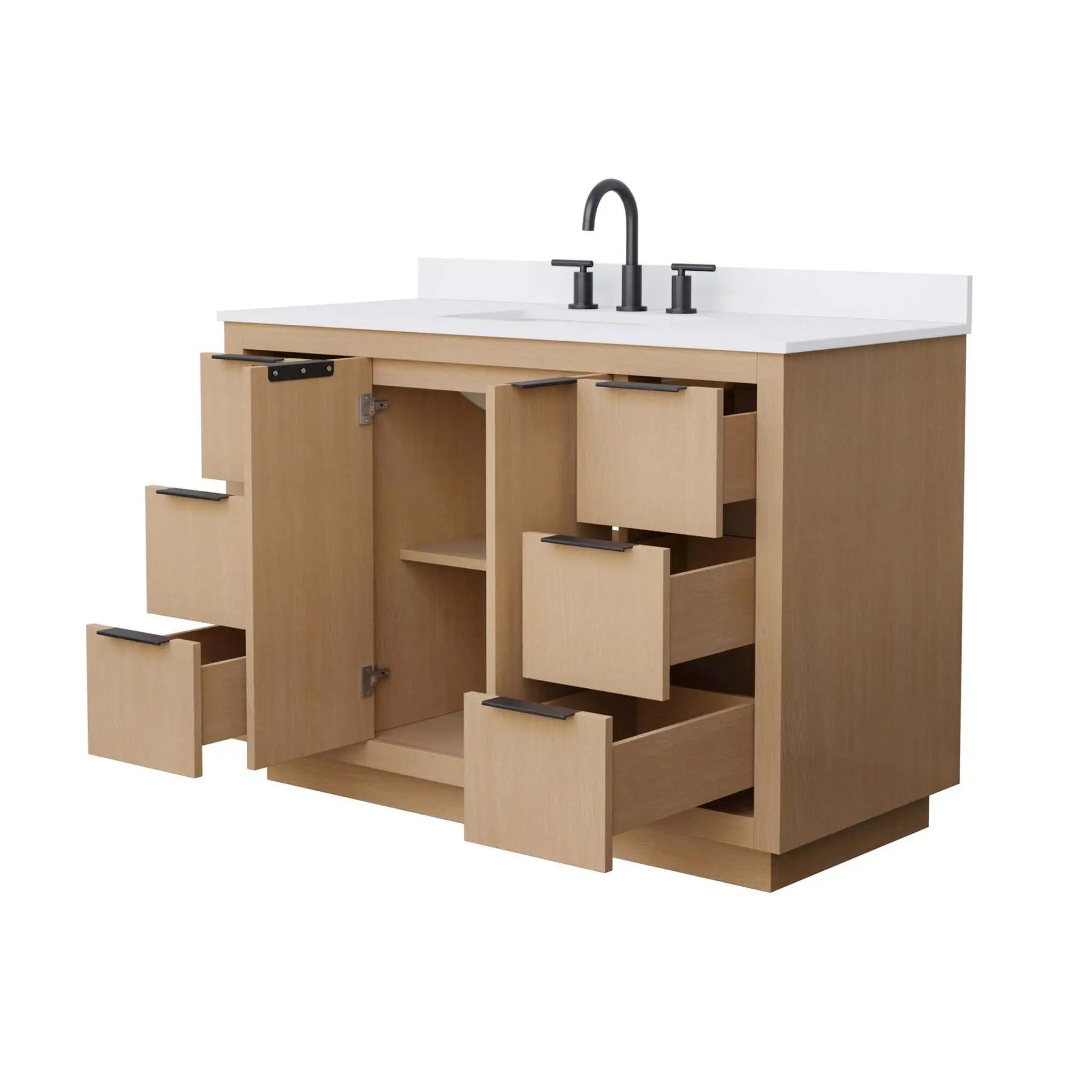 48" Maroni Single Bathroom Vanity in Light Straw with Matte Black Trim by Wyndham