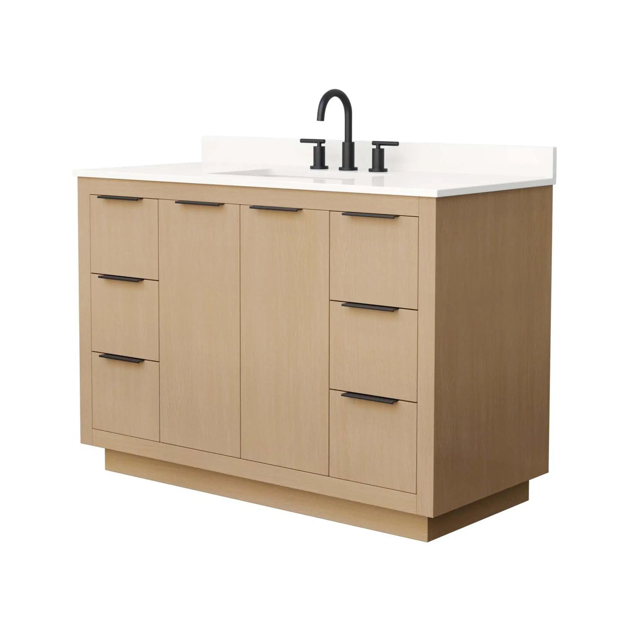 48" Maroni Single Bathroom Vanity in Light Straw with Matte Black Trim by Wyndham