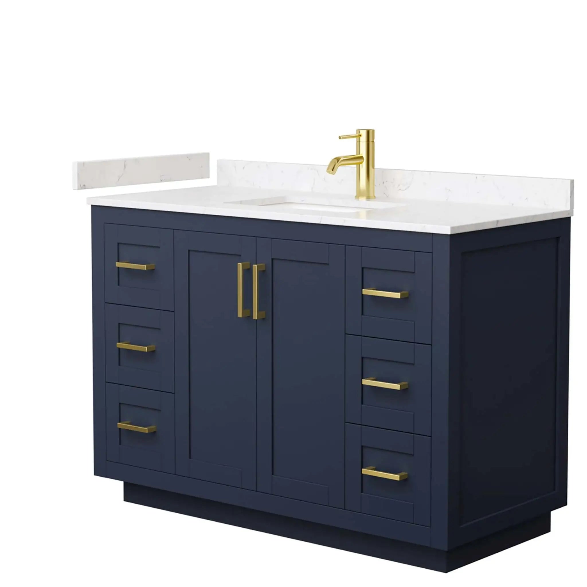 48" Miranda Single Bathroom Vanity in Dark Blue with Brushed Gold Trim by Wyndham