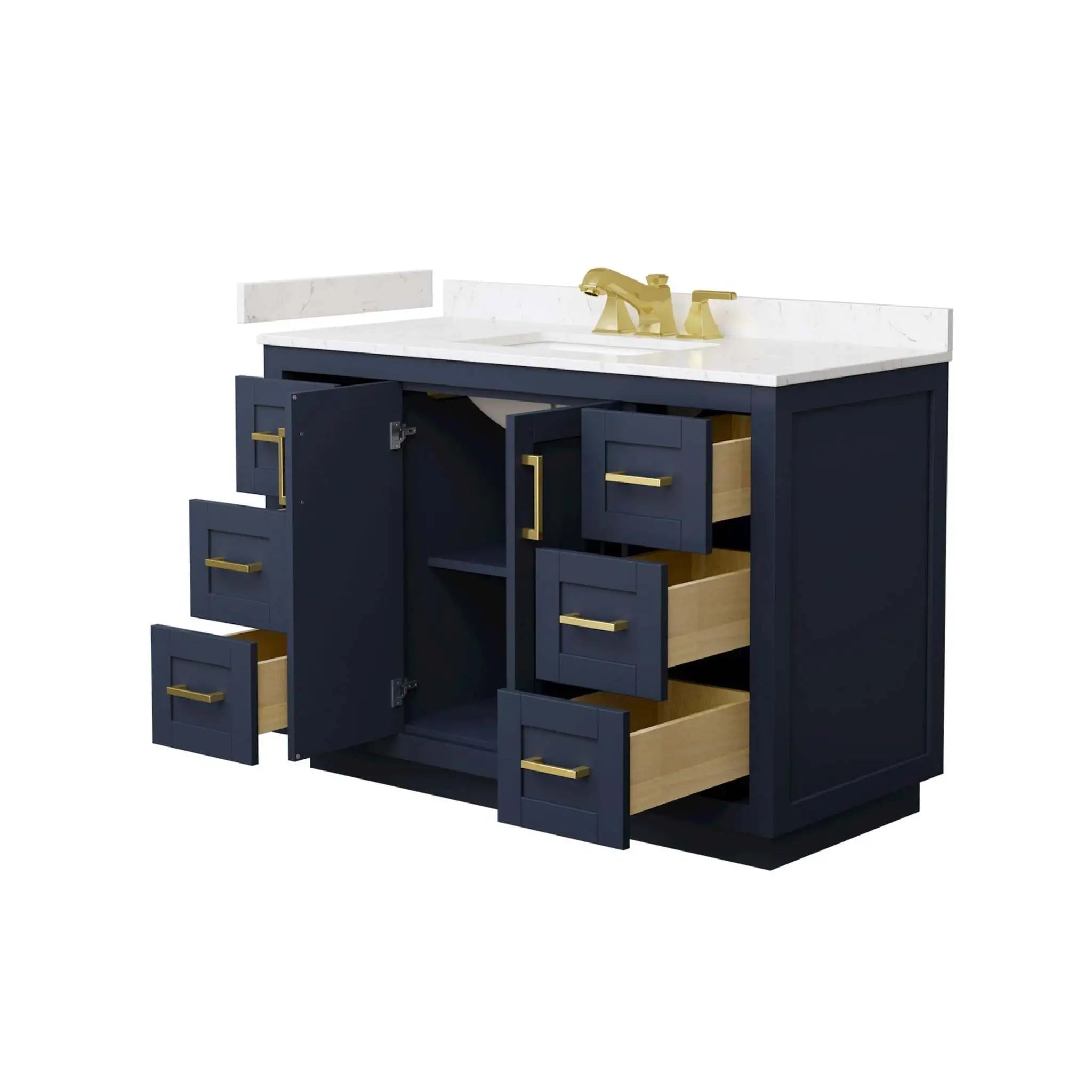 48" Miranda Single Bathroom Vanity in Dark Blue with Brushed Gold Trim by Wyndham
