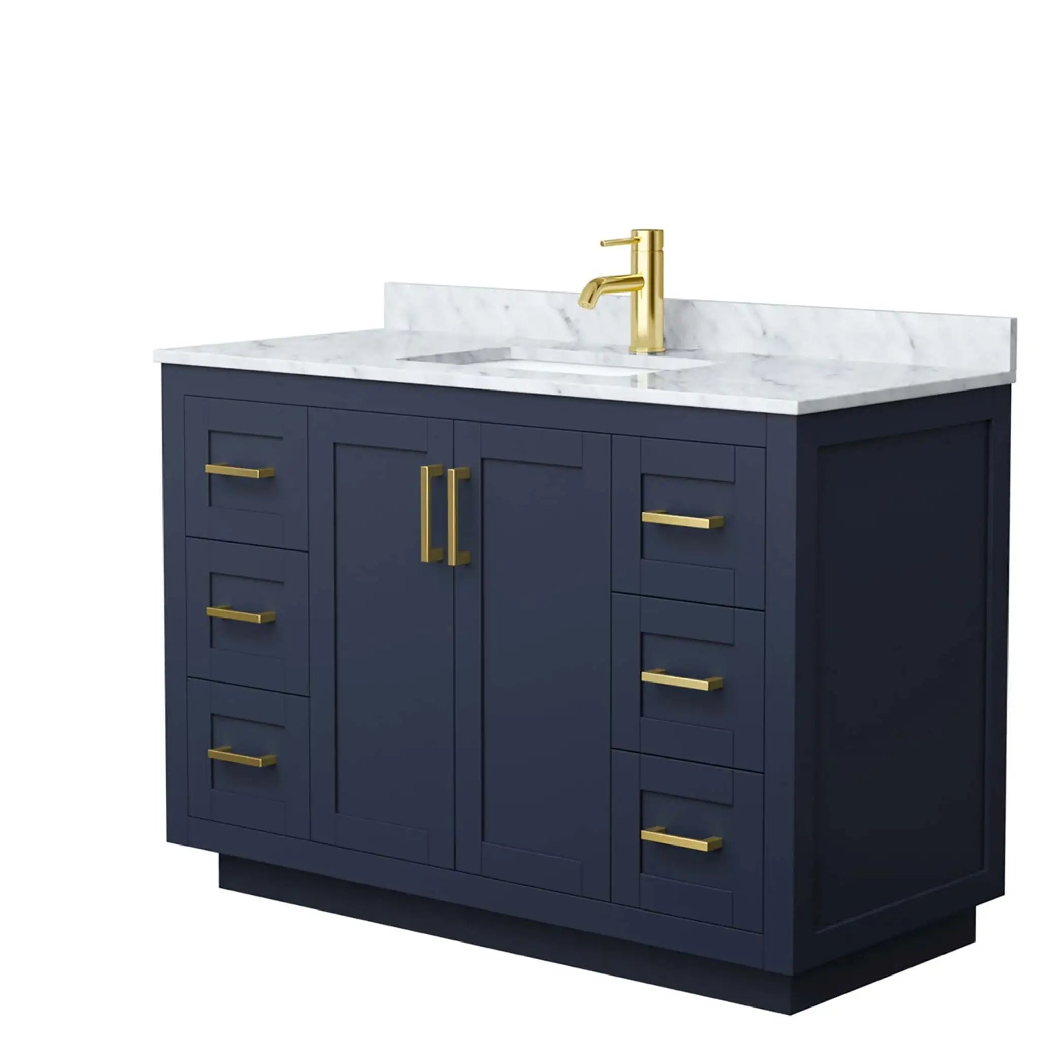 48" Miranda Single Bathroom Vanity in Dark Blue with Brushed Gold Trim by Wyndham