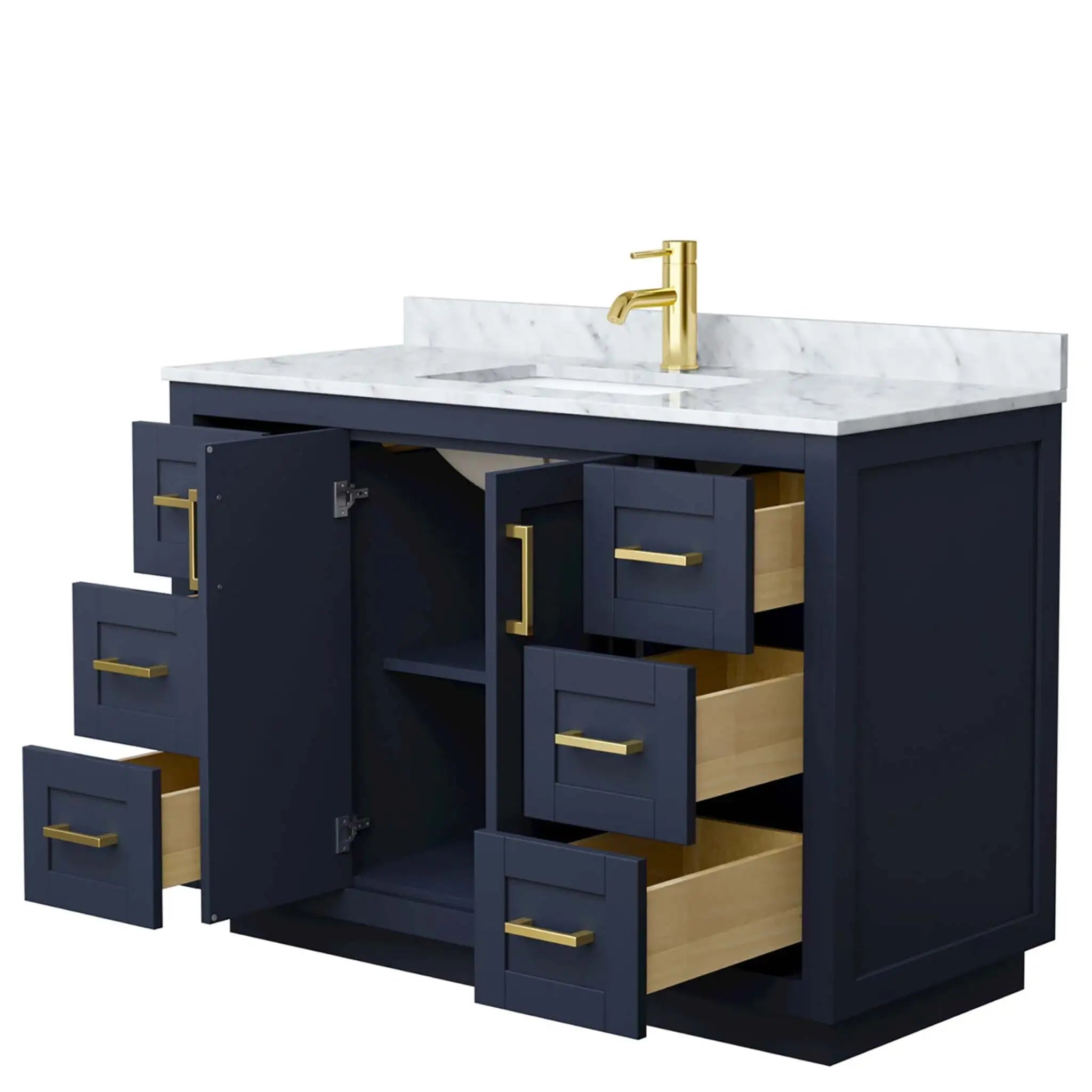 48" Miranda Single Bathroom Vanity in Dark Blue with Brushed Gold Trim by Wyndham