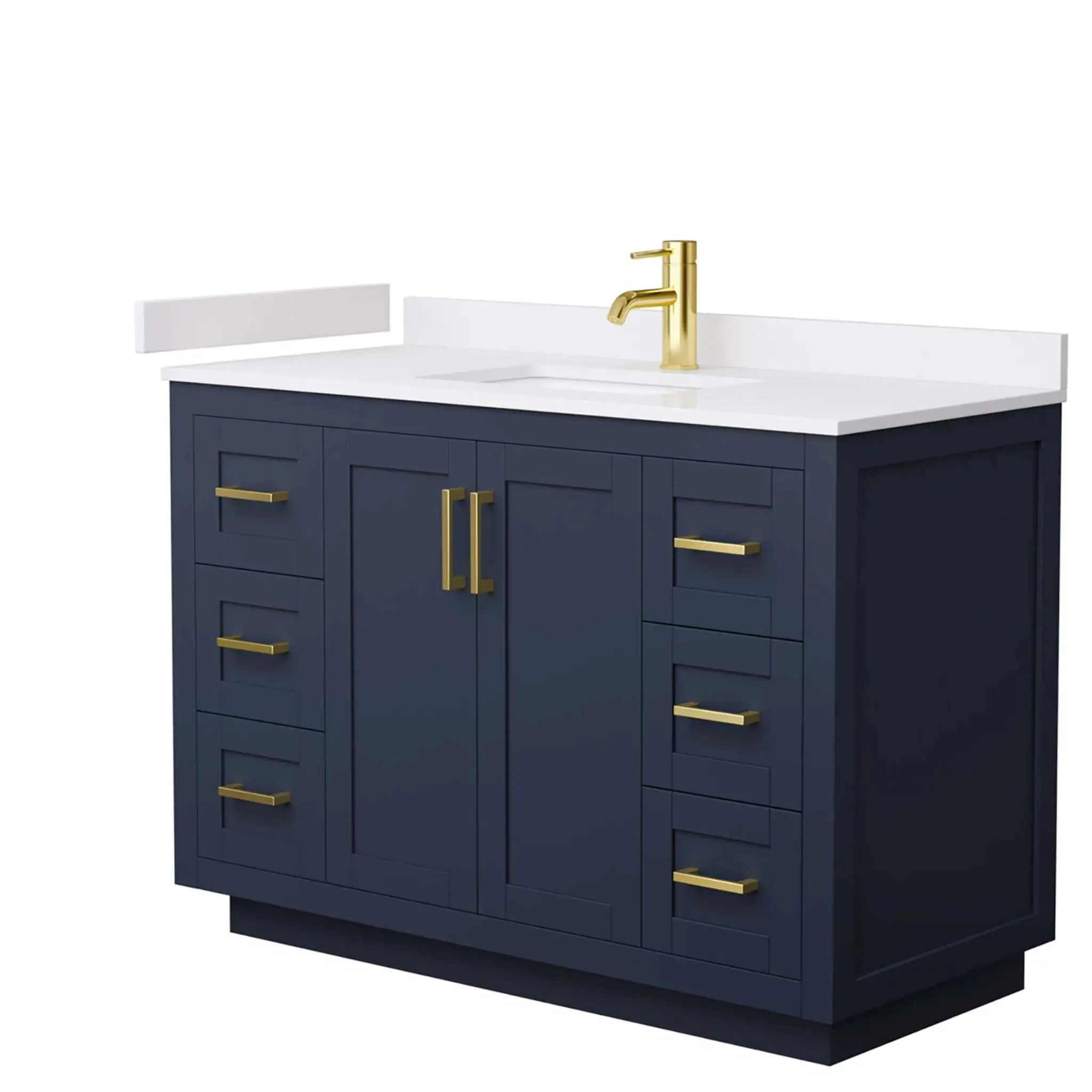 48" Miranda Single Bathroom Vanity in Dark Blue with Brushed Gold Trim by Wyndham