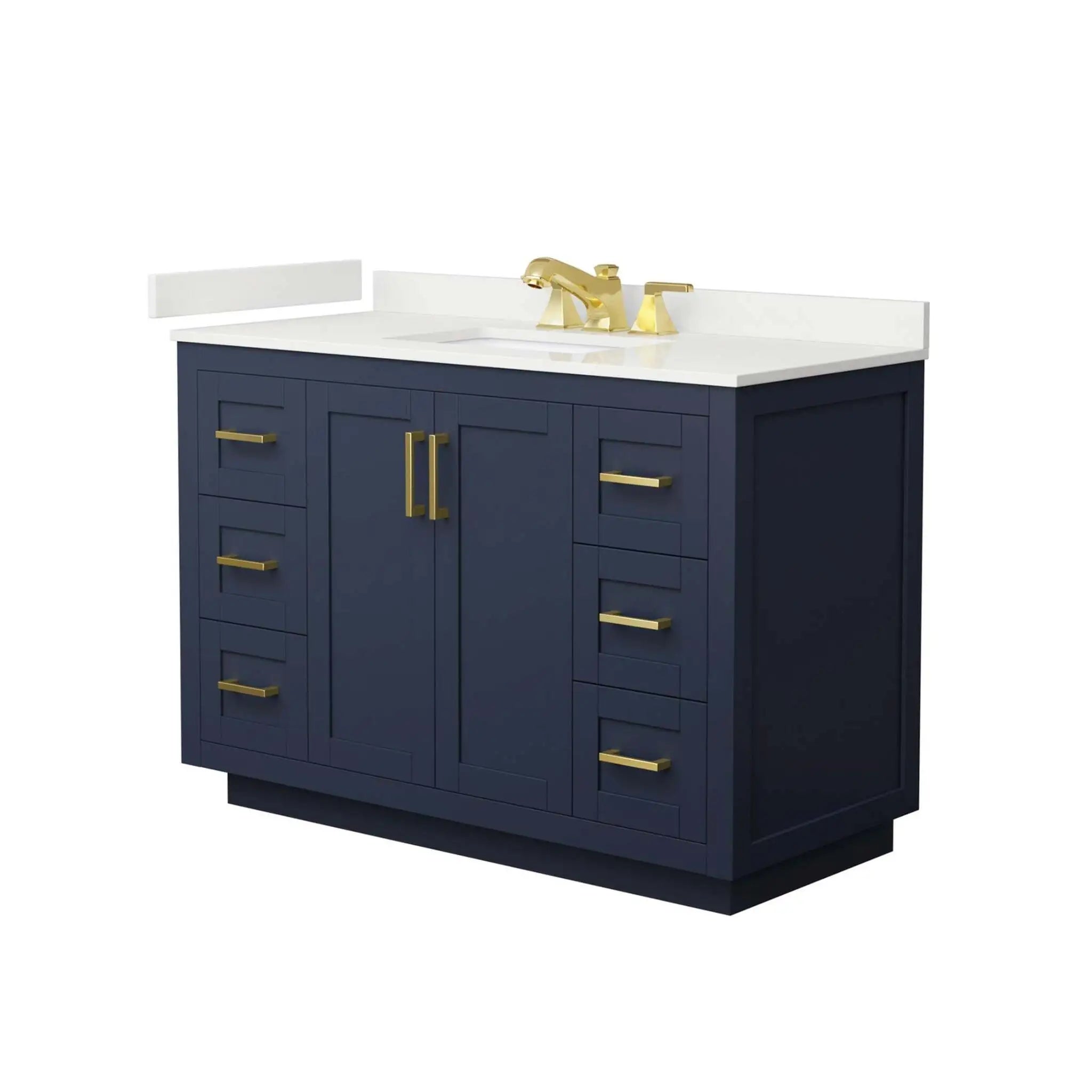 48" Miranda Single Bathroom Vanity in Dark Blue with Brushed Gold Trim by Wyndham