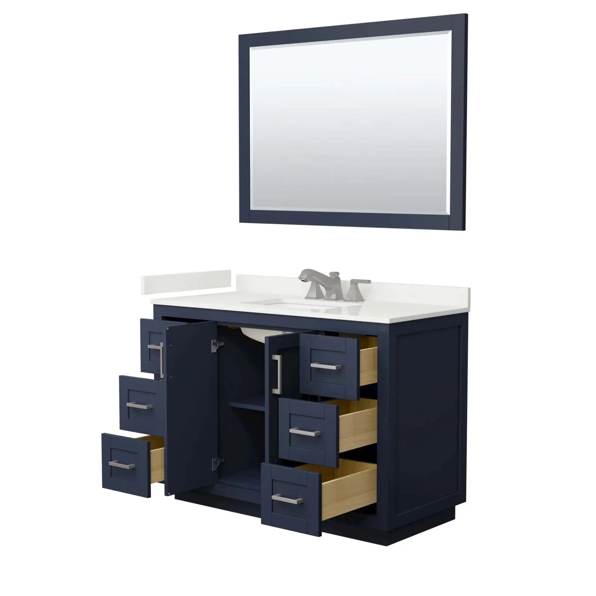 48" Miranda Single Bathroom Vanity in Dark Blue with Brushed Nickel Trim & 46" Mirror by Wyndham