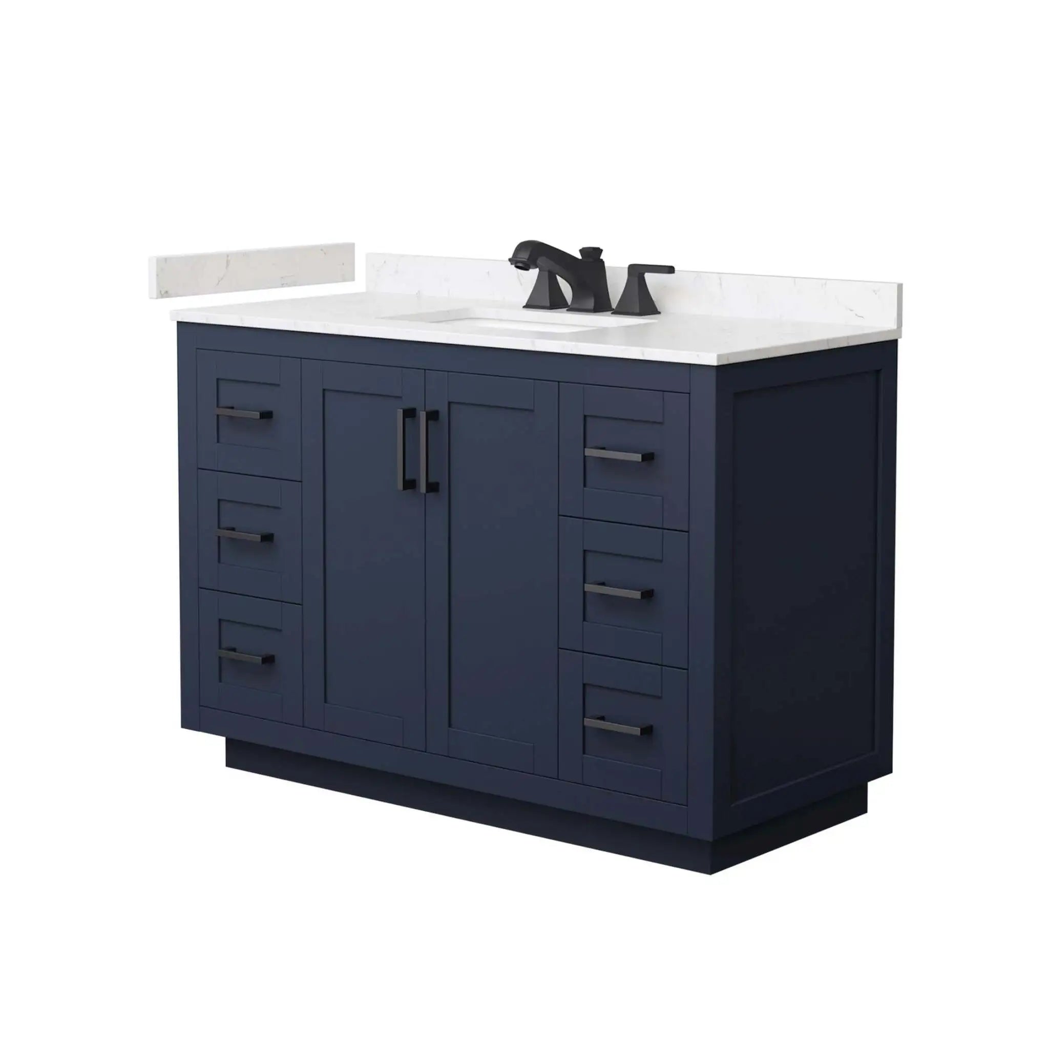 48" Miranda Single Bathroom Vanity in Dark Blue with Matte Black Trim by Wyndham