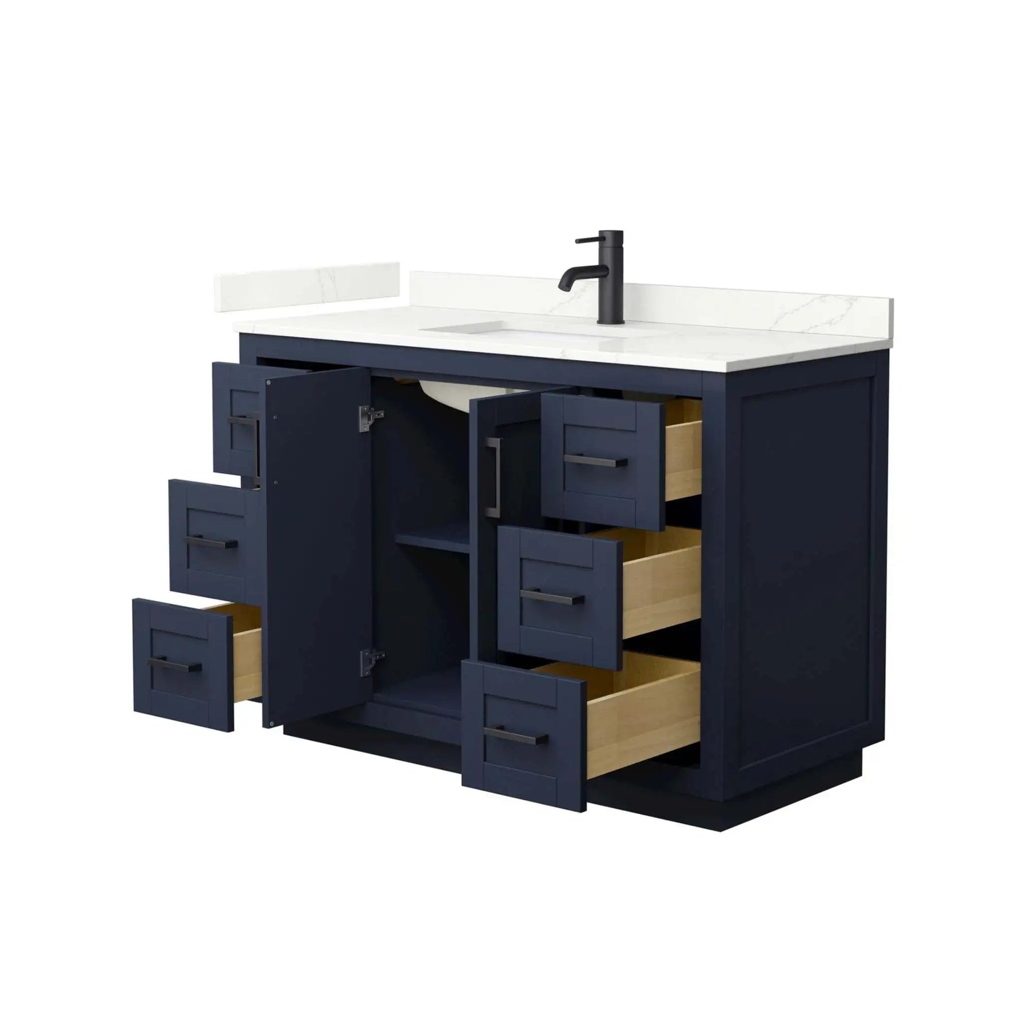 48" Miranda Single Bathroom Vanity in Dark Blue with Matte Black Trim by Wyndham