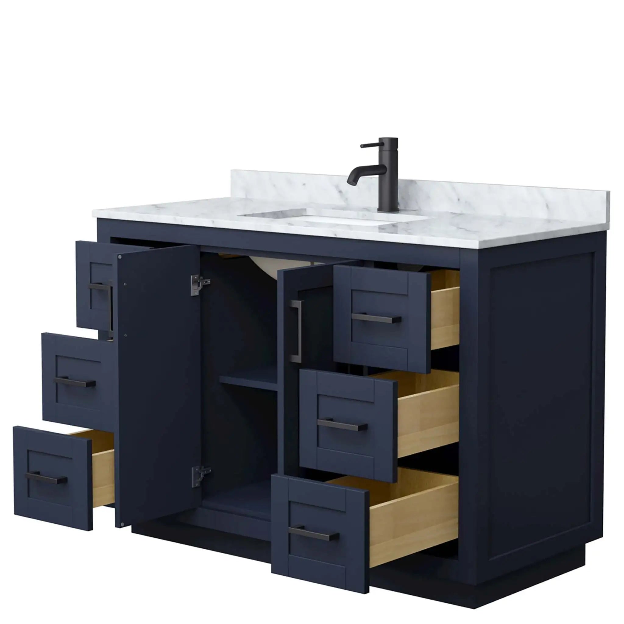 48" Miranda Single Bathroom Vanity in Dark Blue with Matte Black Trim by Wyndham