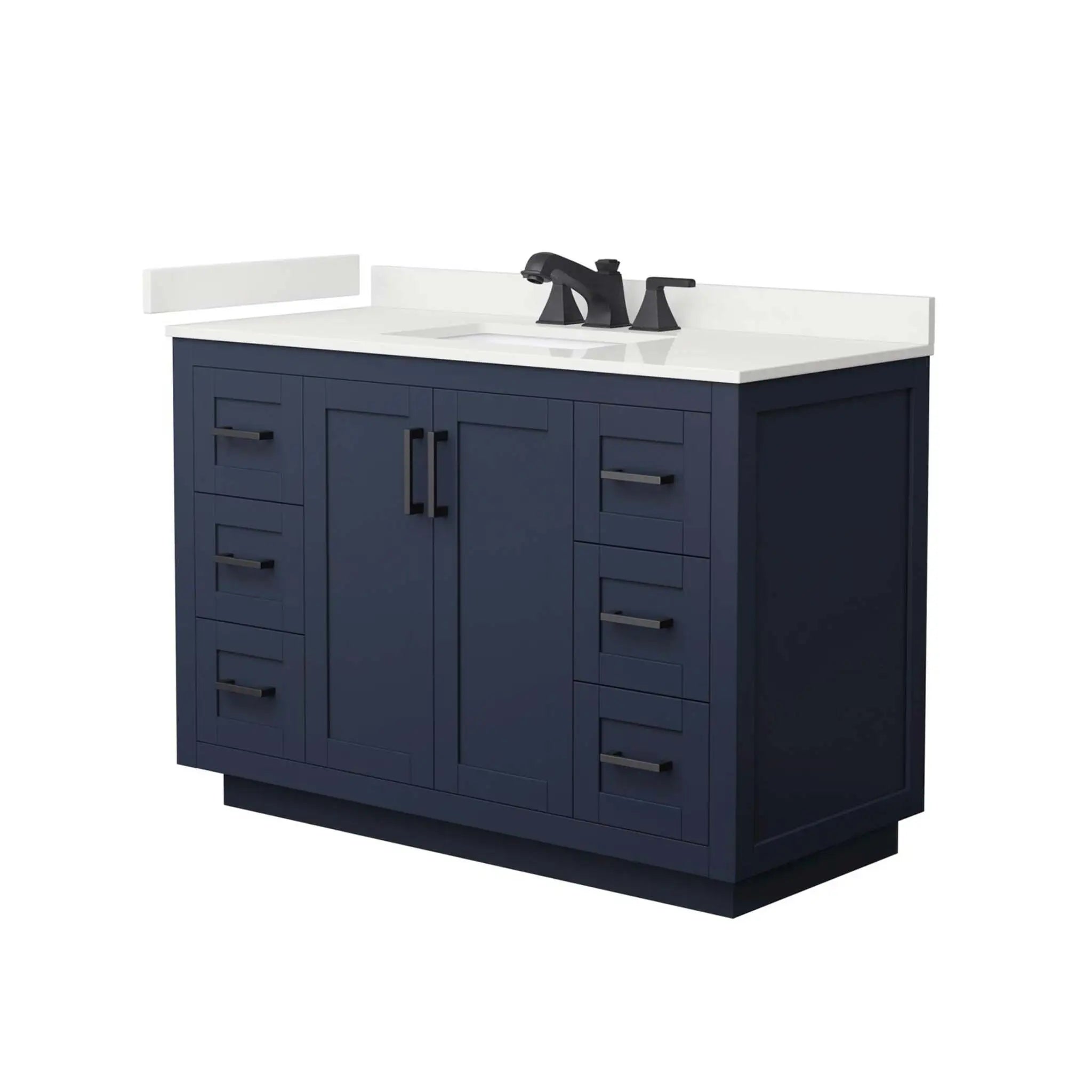 48" Miranda Single Bathroom Vanity in Dark Blue with Matte Black Trim by Wyndham
