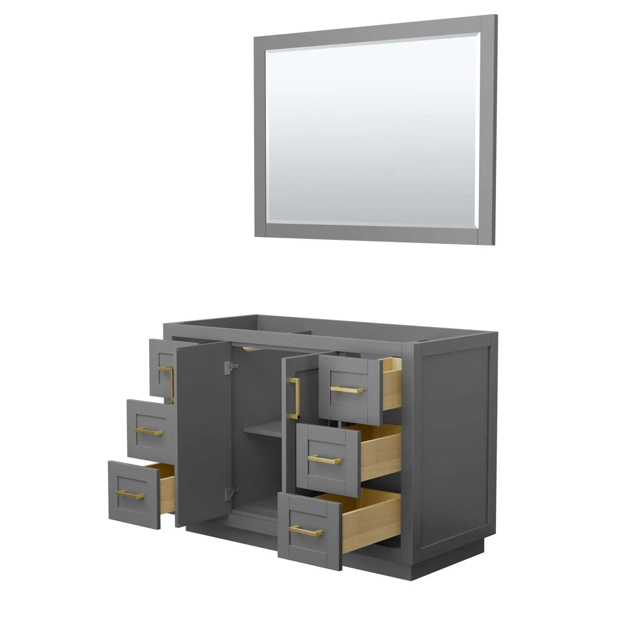 48" Miranda Single Bathroom Vanity in Dark Gray with Brushed Gold Trim & 46" Mirror by Wyndham