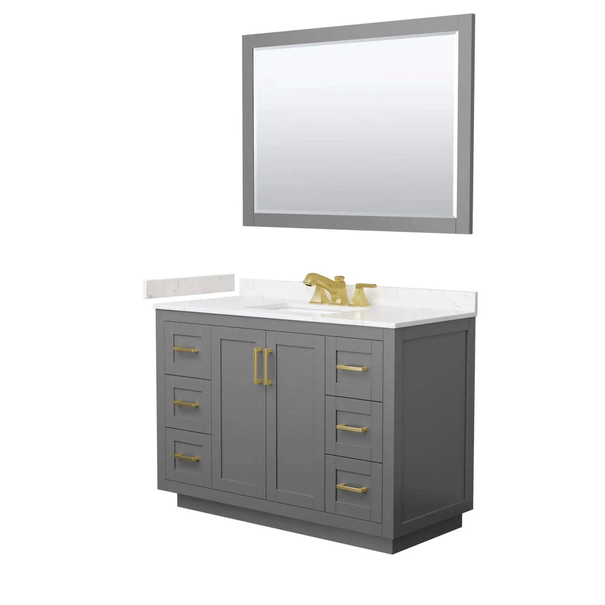 48" Miranda Single Bathroom Vanity in Dark Gray with Brushed Gold Trim & 46" Mirror by Wyndham