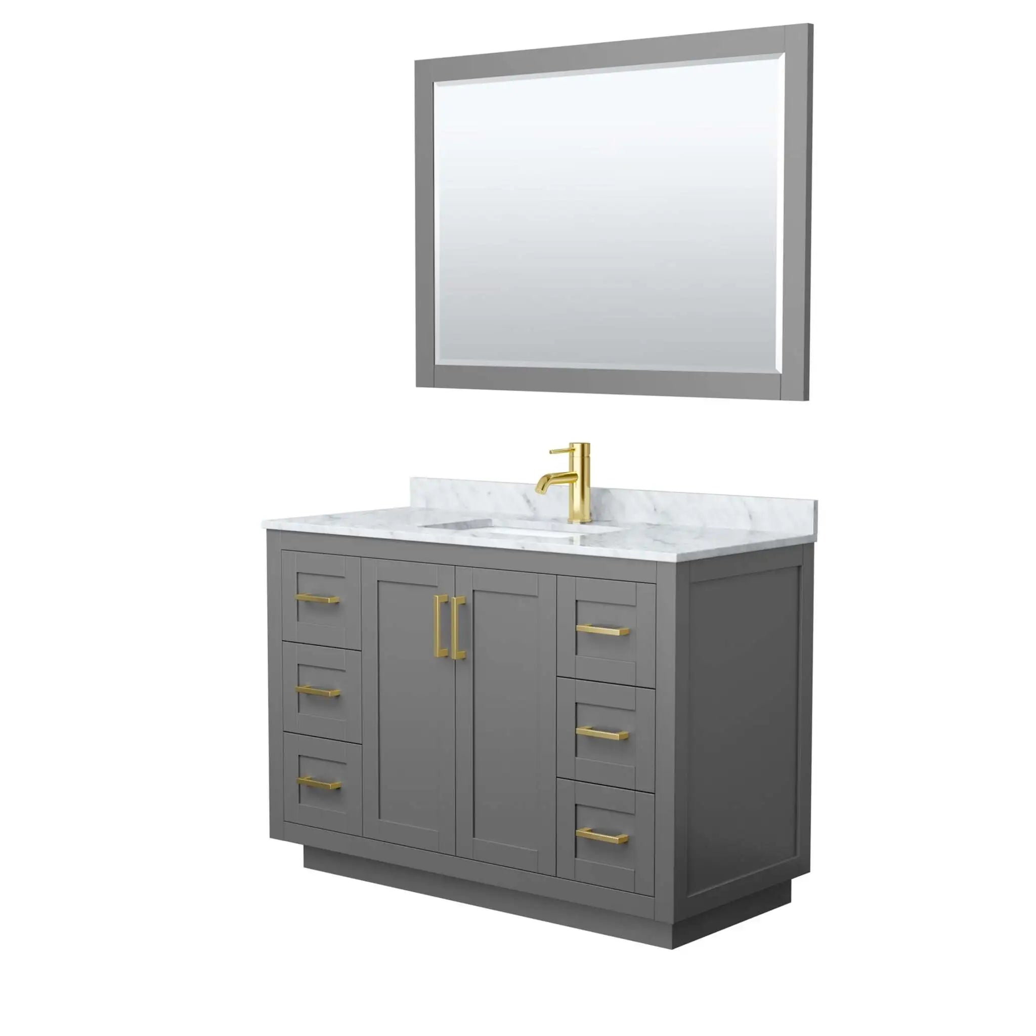 48" Miranda Single Bathroom Vanity in Dark Gray with Brushed Gold Trim & 46" Mirror by Wyndham