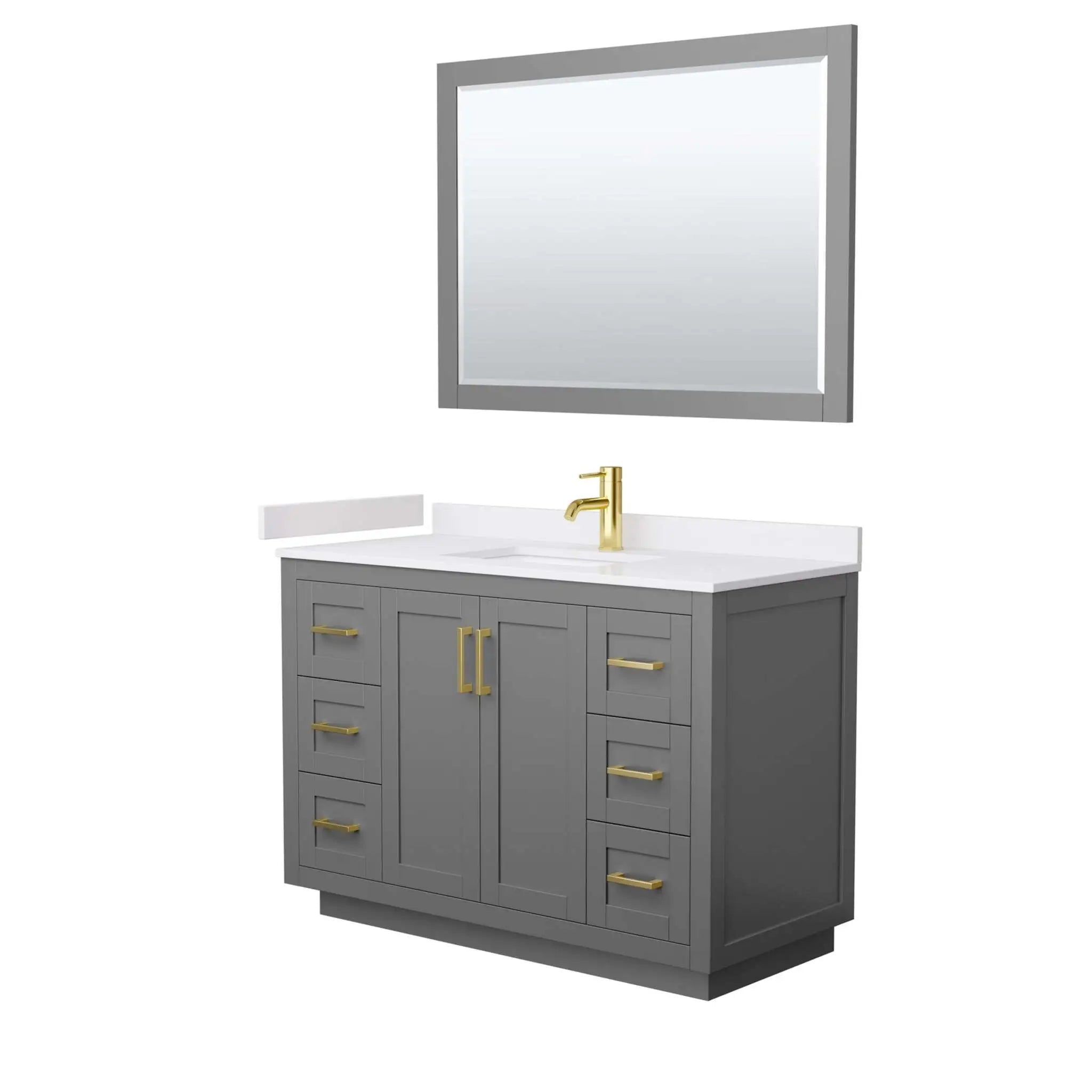 48" Miranda Single Bathroom Vanity in Dark Gray with Brushed Gold Trim & 46" Mirror by Wyndham