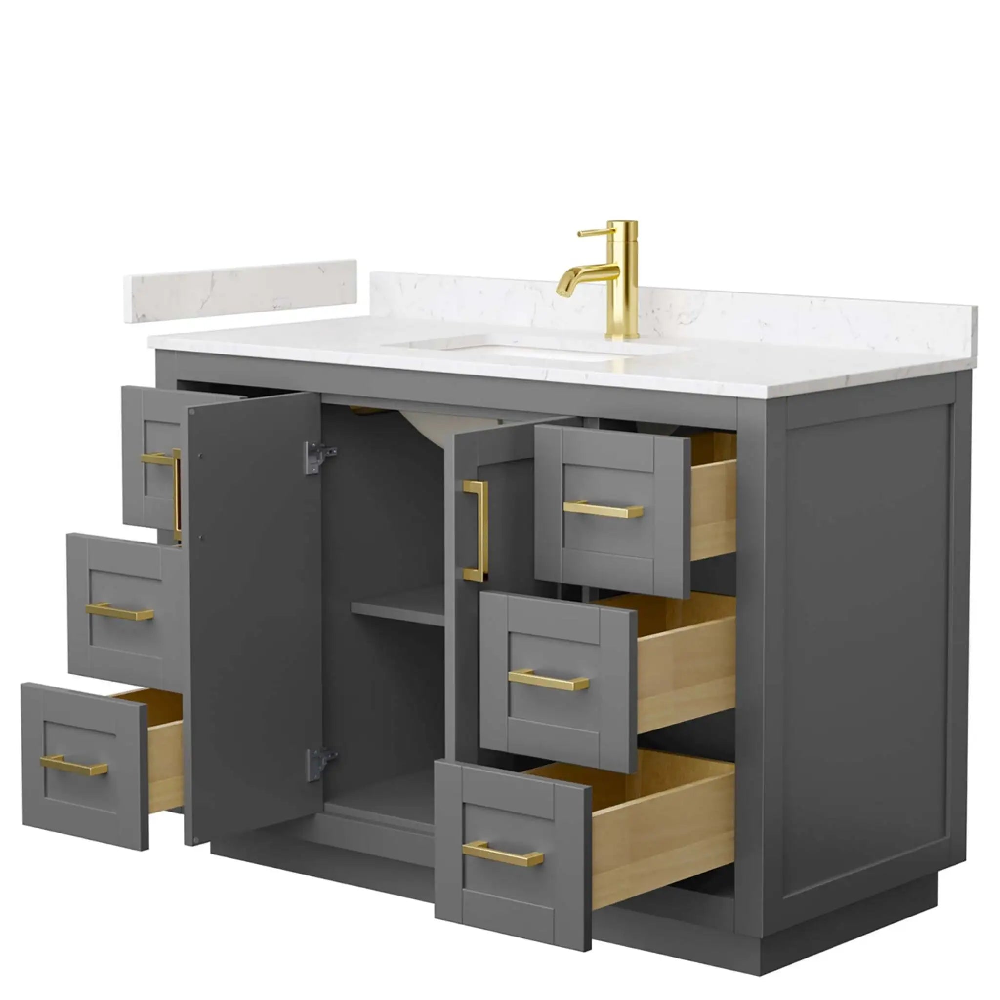 48" Miranda Single Bathroom Vanity in Dark Gray with Brushed Gold Trim by Wyndham