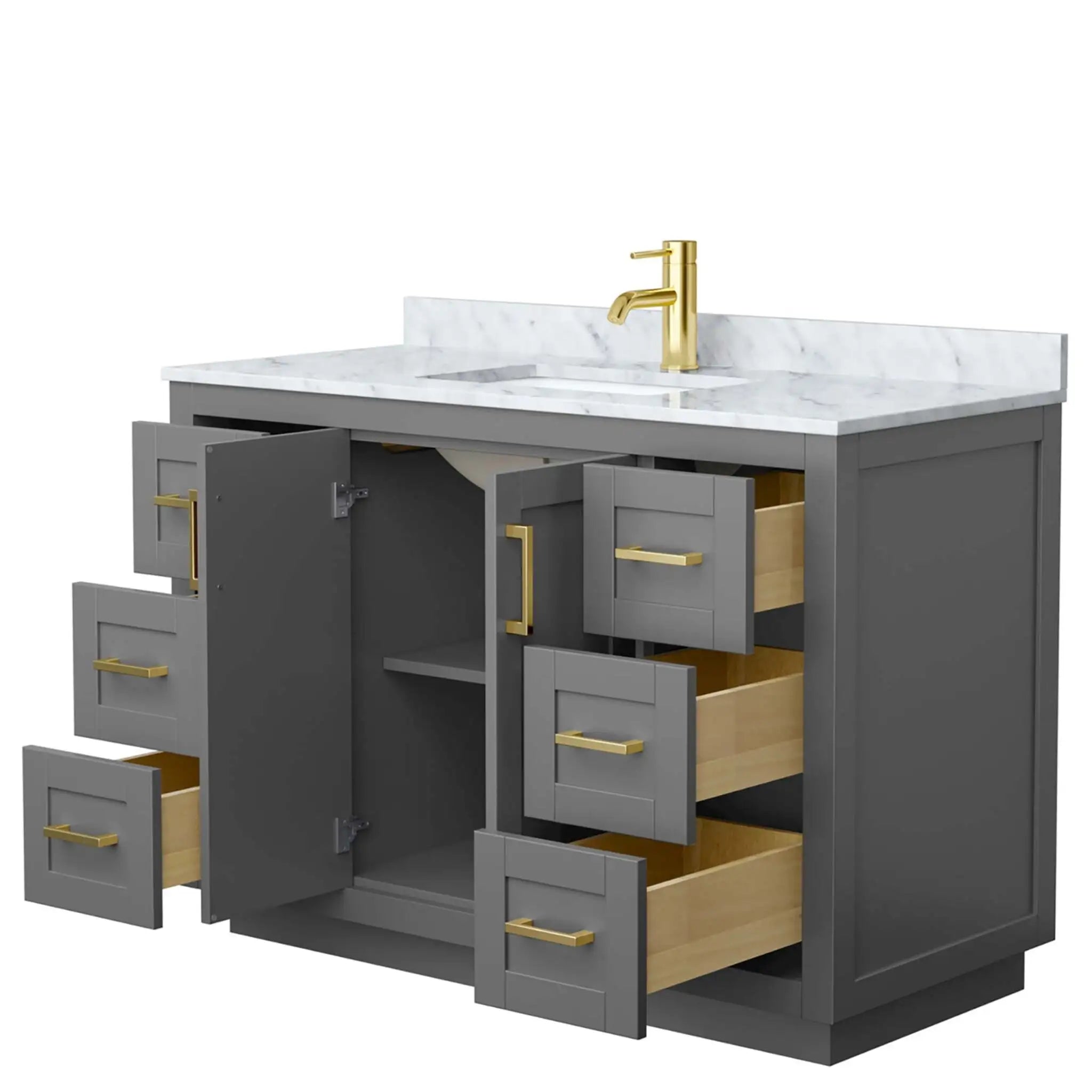 48" Miranda Single Bathroom Vanity in Dark Gray with Brushed Gold Trim by Wyndham
