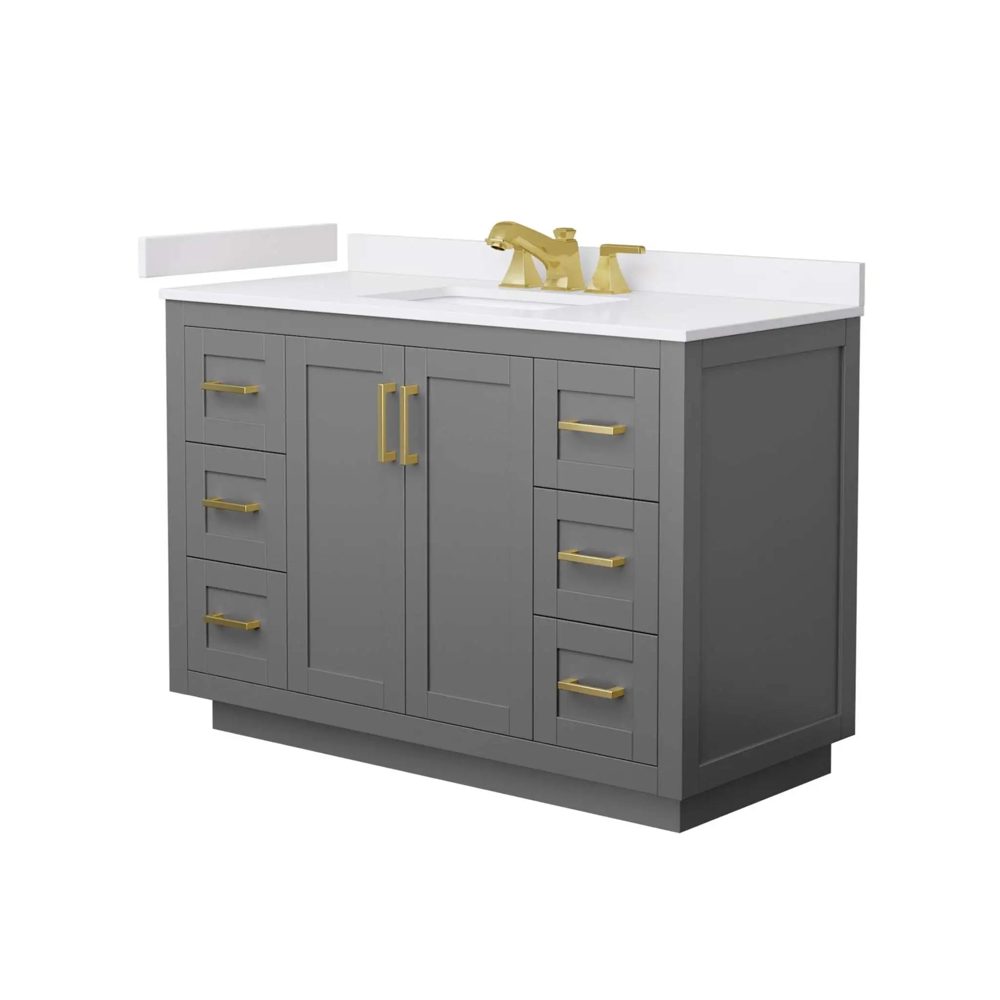 48" Miranda Single Bathroom Vanity in Dark Gray with Brushed Gold Trim by Wyndham