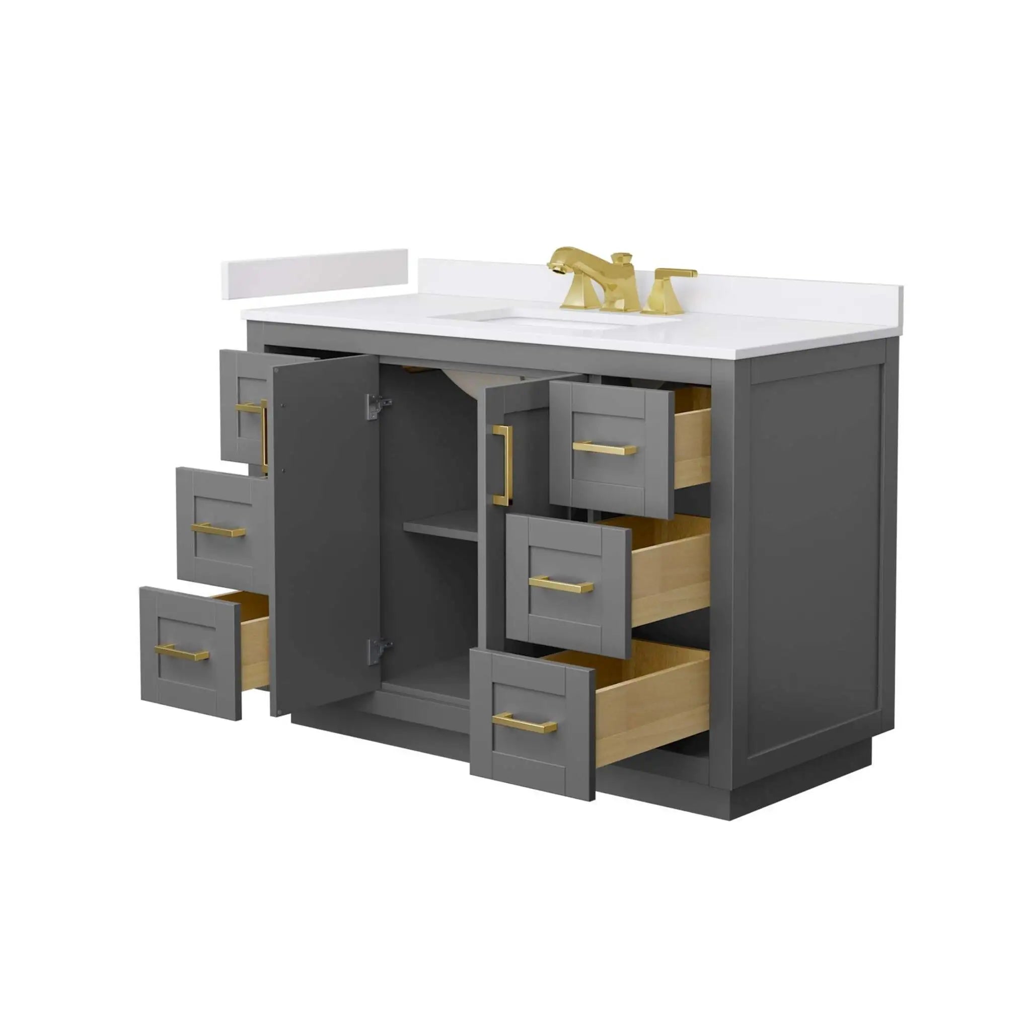 48" Miranda Single Bathroom Vanity in Dark Gray with Brushed Gold Trim by Wyndham