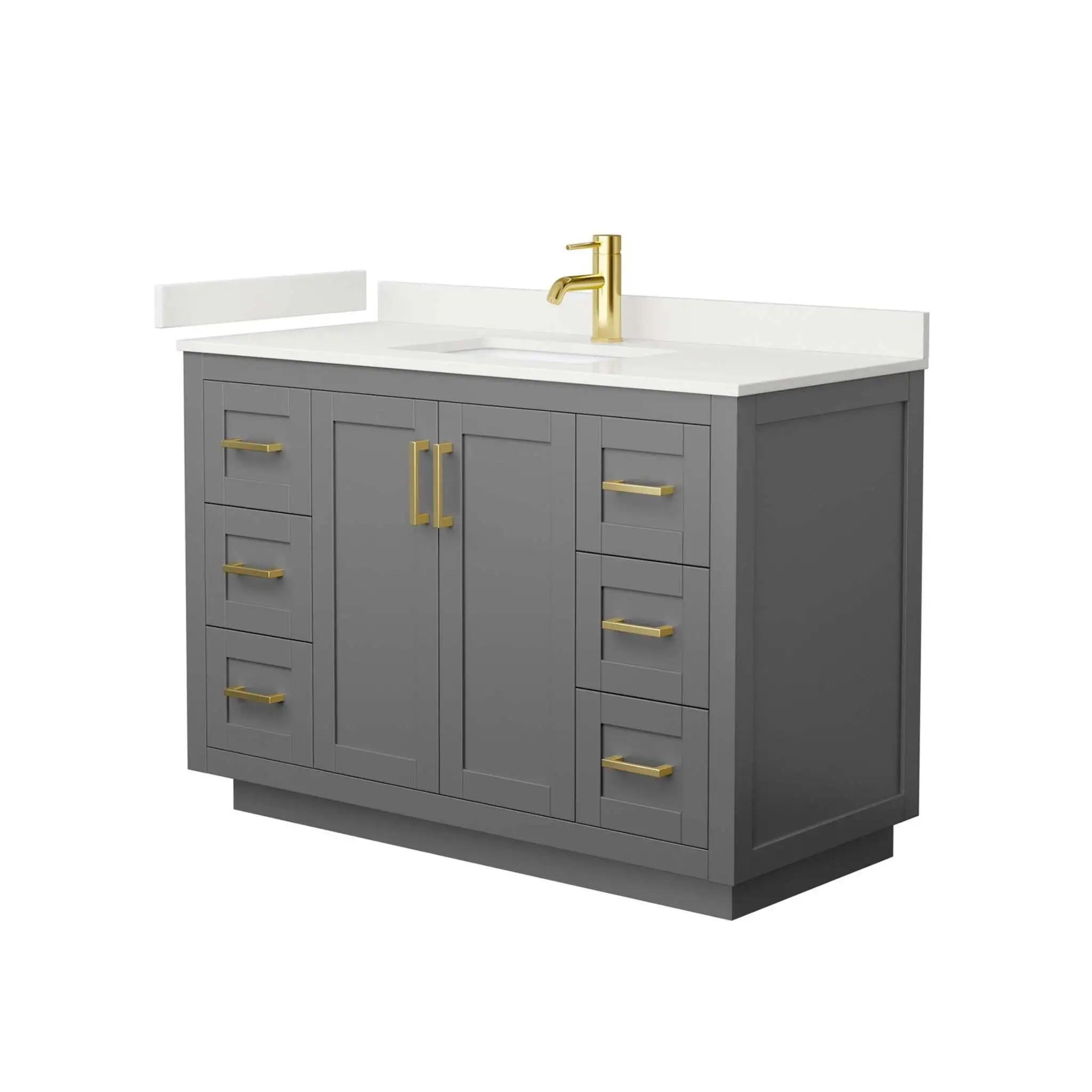 48" Miranda Single Bathroom Vanity in Dark Gray with Brushed Gold Trim by Wyndham