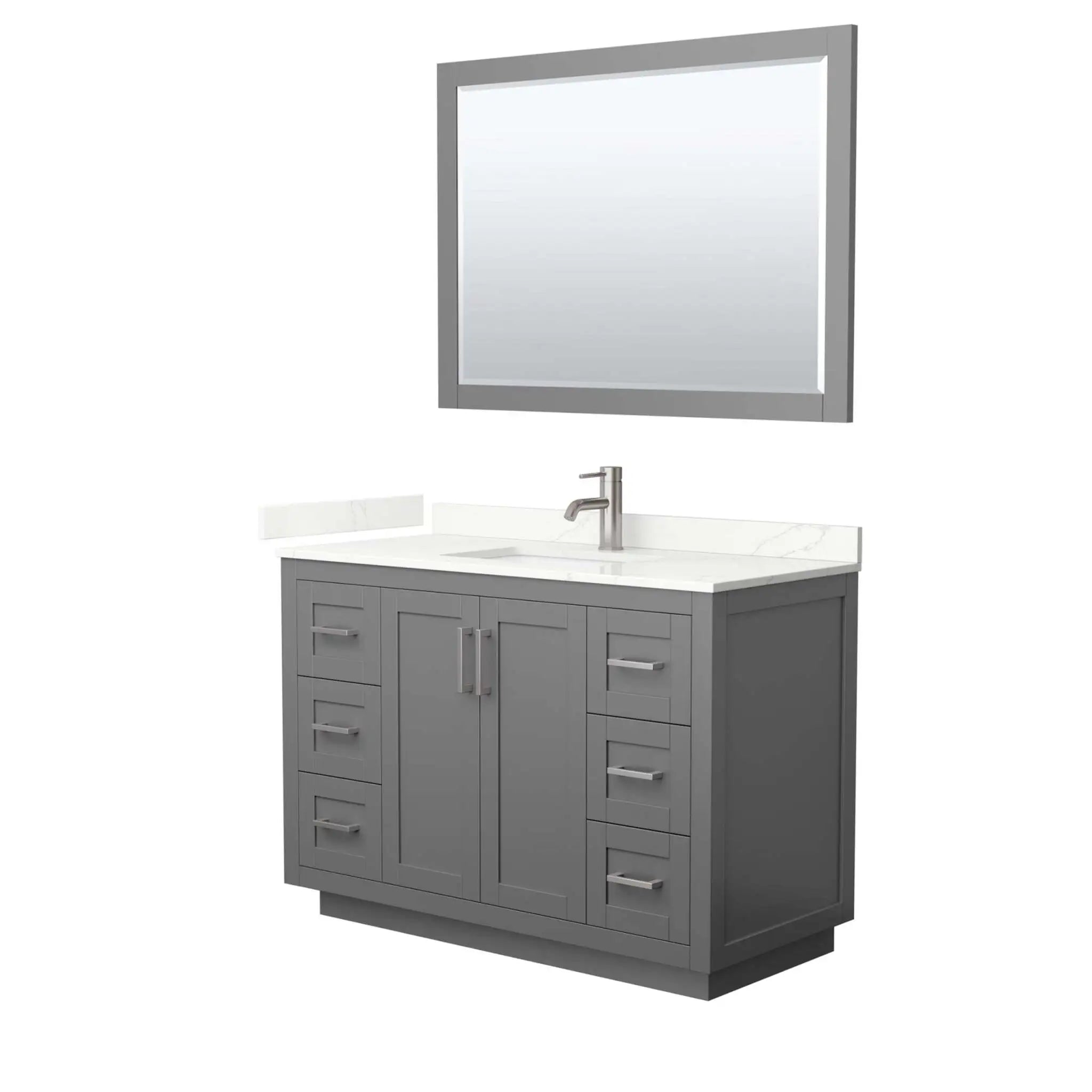 48" Miranda Single Bathroom Vanity in Dark Gray with Brushed Nickel Trim & 46" Mirror by Wyndham