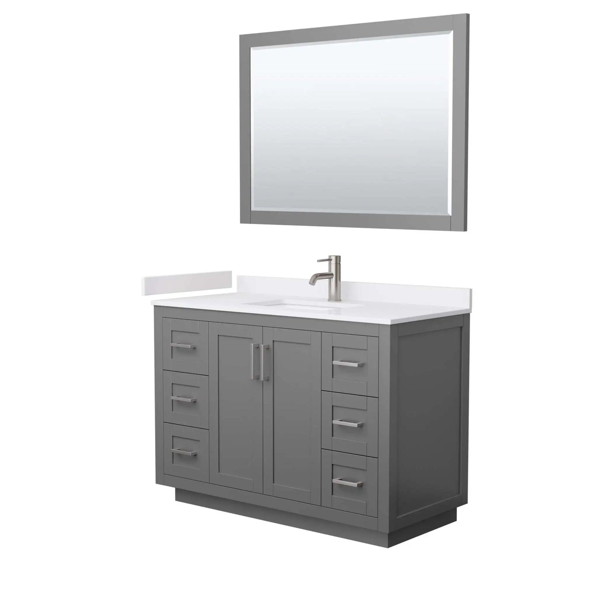 48" Miranda Single Bathroom Vanity in Dark Gray with Brushed Nickel Trim & 46" Mirror by Wyndham