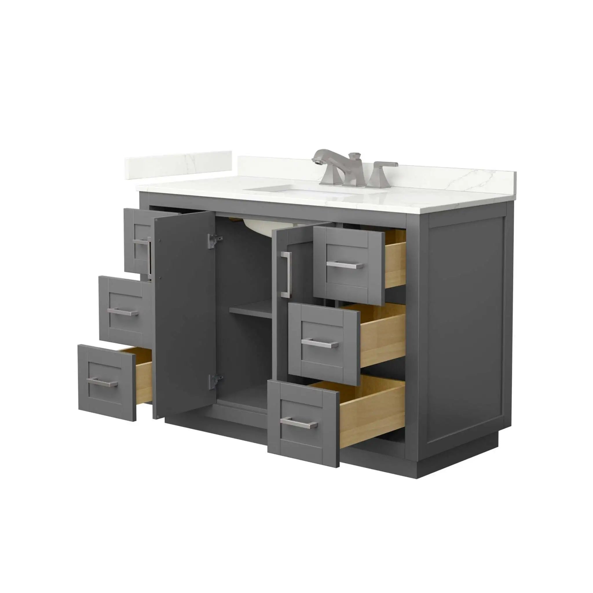 48" Miranda Single Bathroom Vanity in Dark Gray with Brushed Nickel Trim by Wyndham