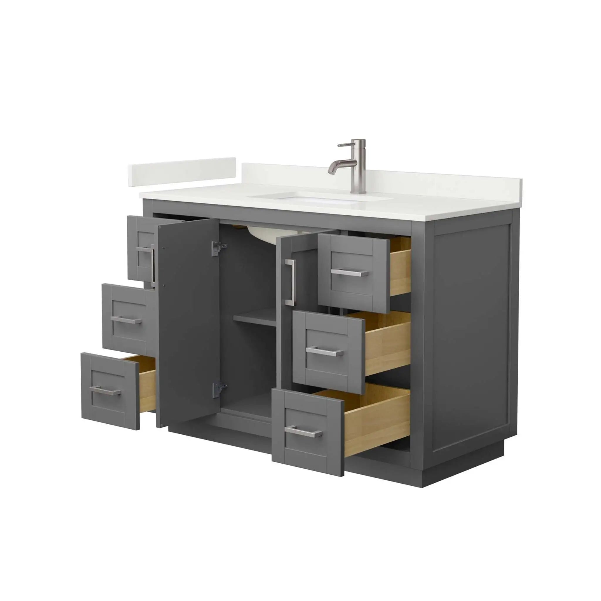 48" Miranda Single Bathroom Vanity in Dark Gray with Brushed Nickel Trim by Wyndham