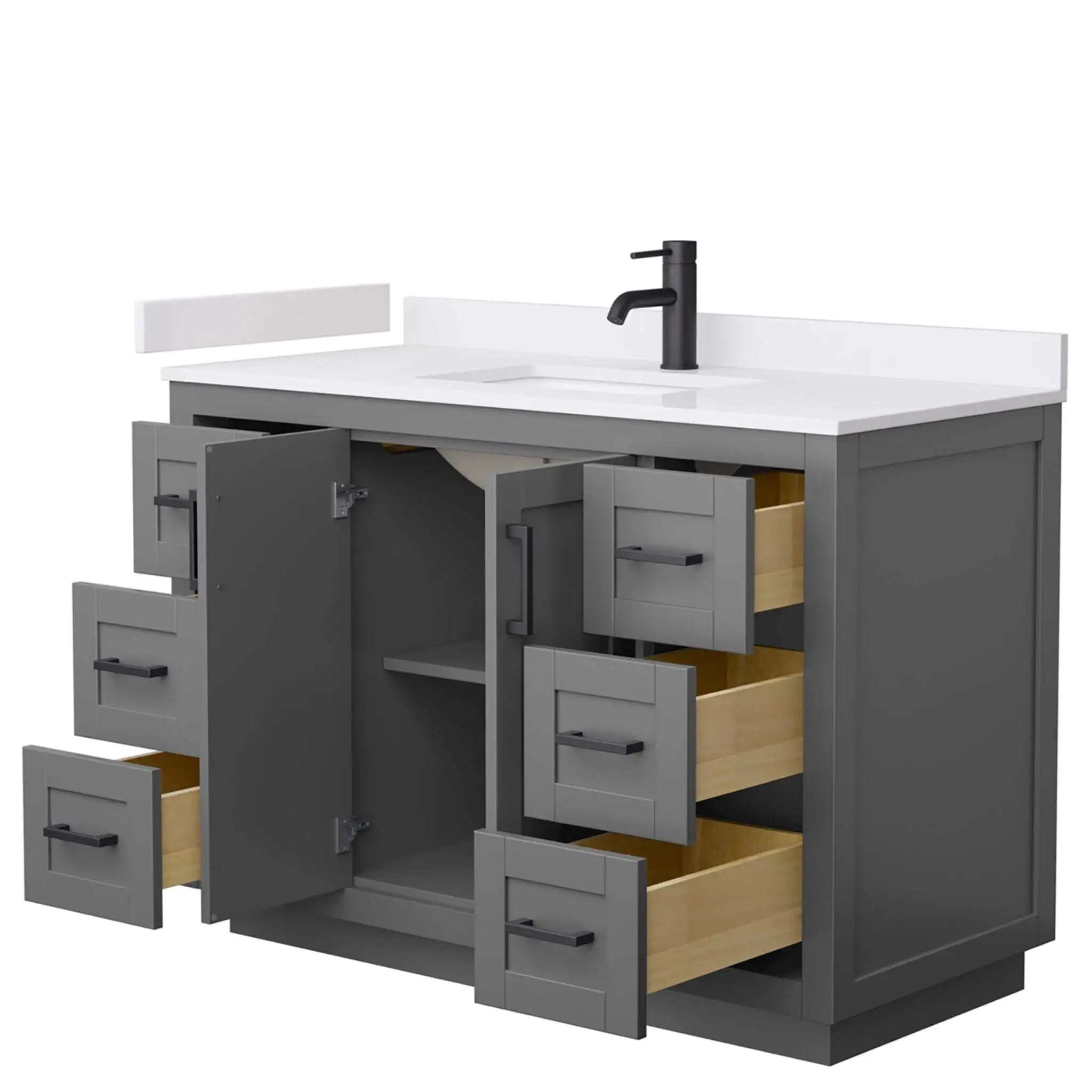 48" Miranda Single Bathroom Vanity in Dark Gray with Matte Black Trim by Wyndham