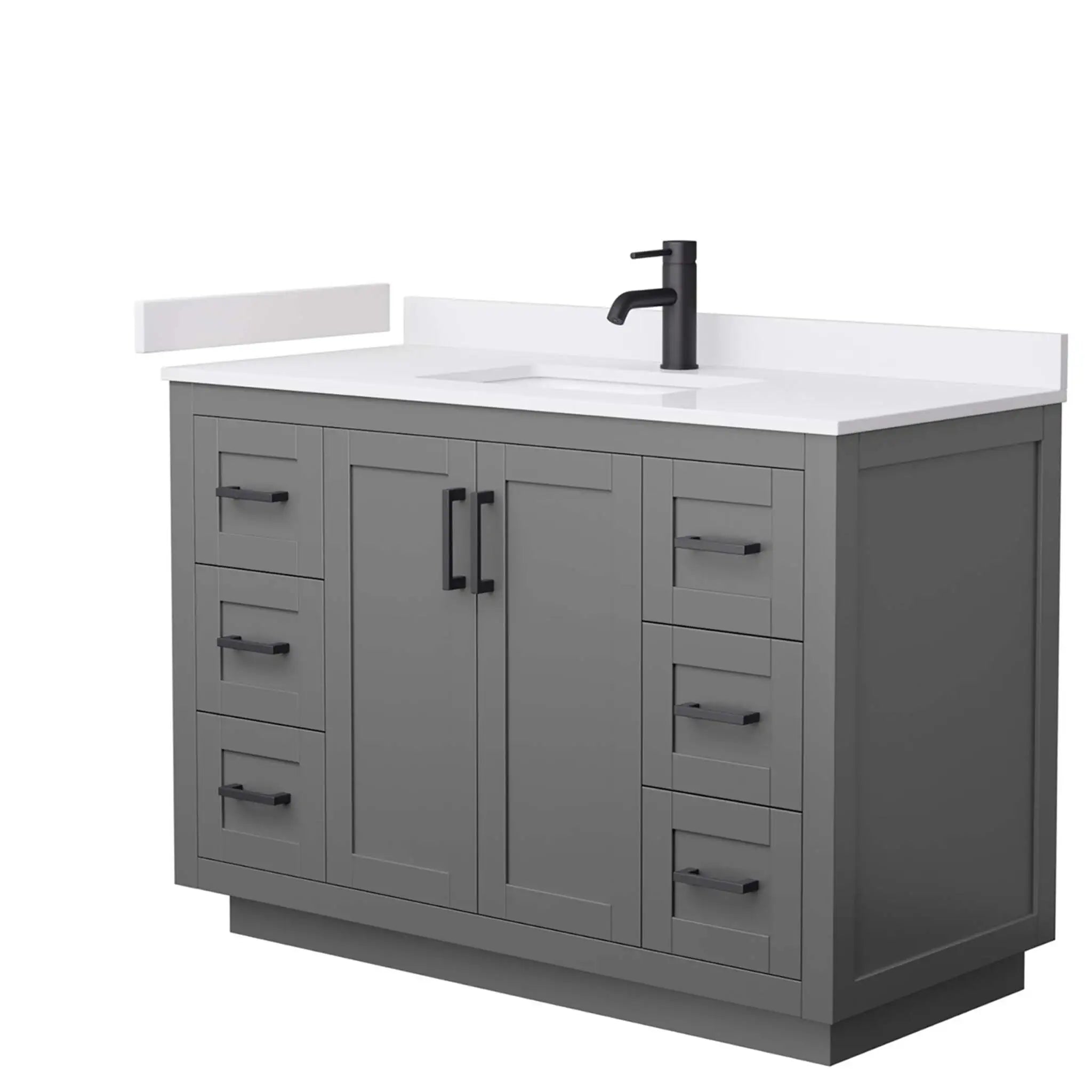 48" Miranda Single Bathroom Vanity in Dark Gray with Matte Black Trim by Wyndham