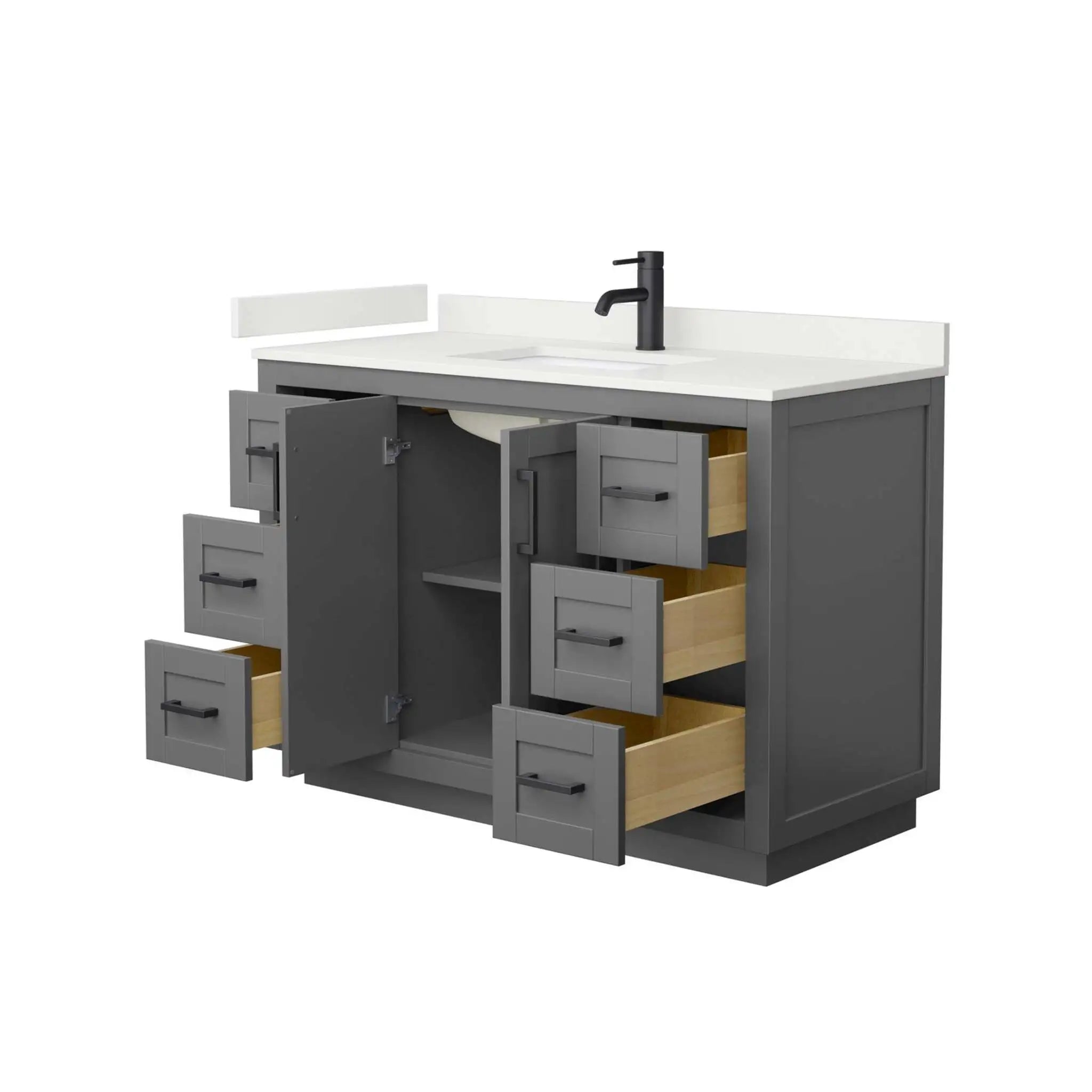 48" Miranda Single Bathroom Vanity in Dark Gray with Matte Black Trim by Wyndham