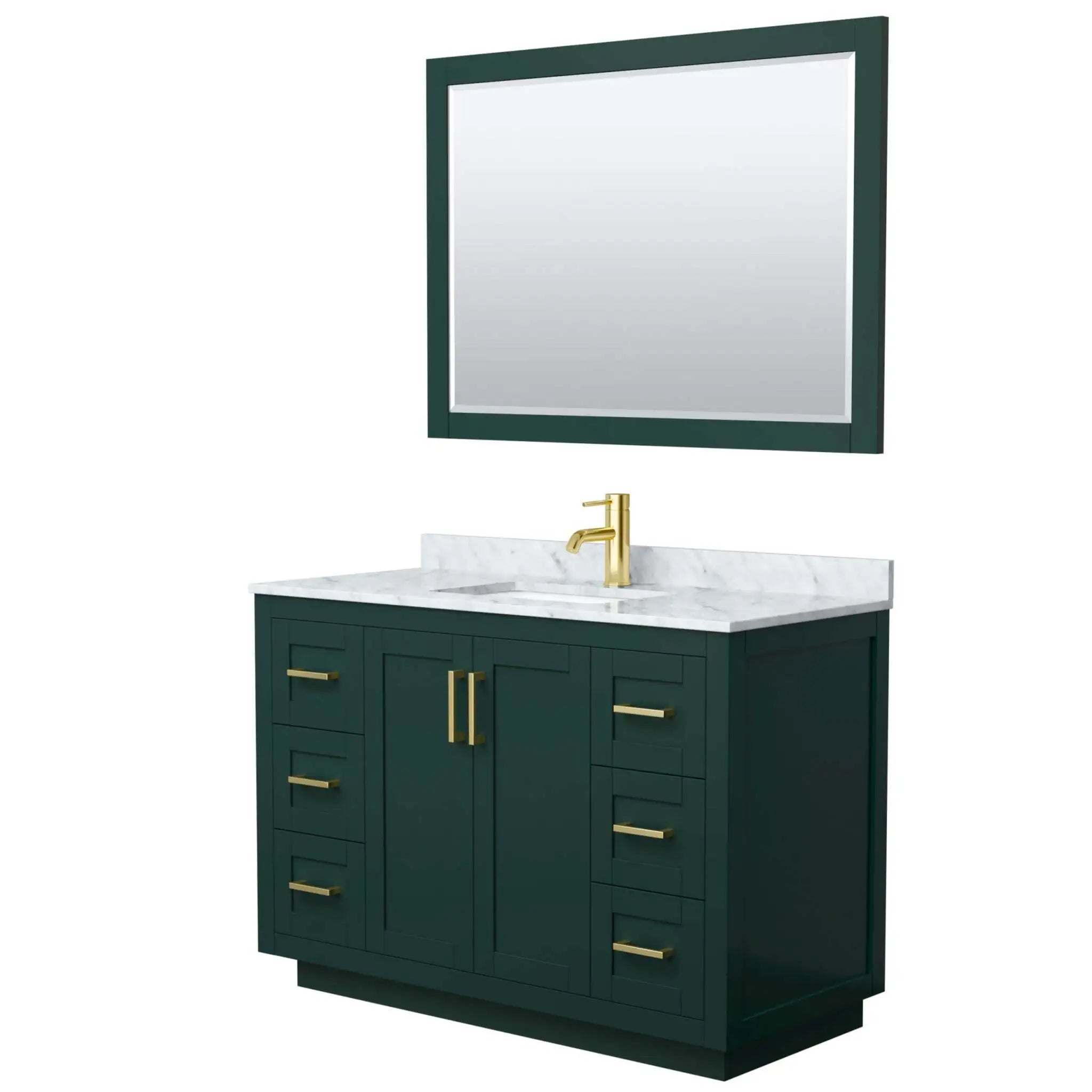 48" Miranda Single Bathroom Vanity in Green with Brushed Gold Trim & 46" Mirror by Wyndham