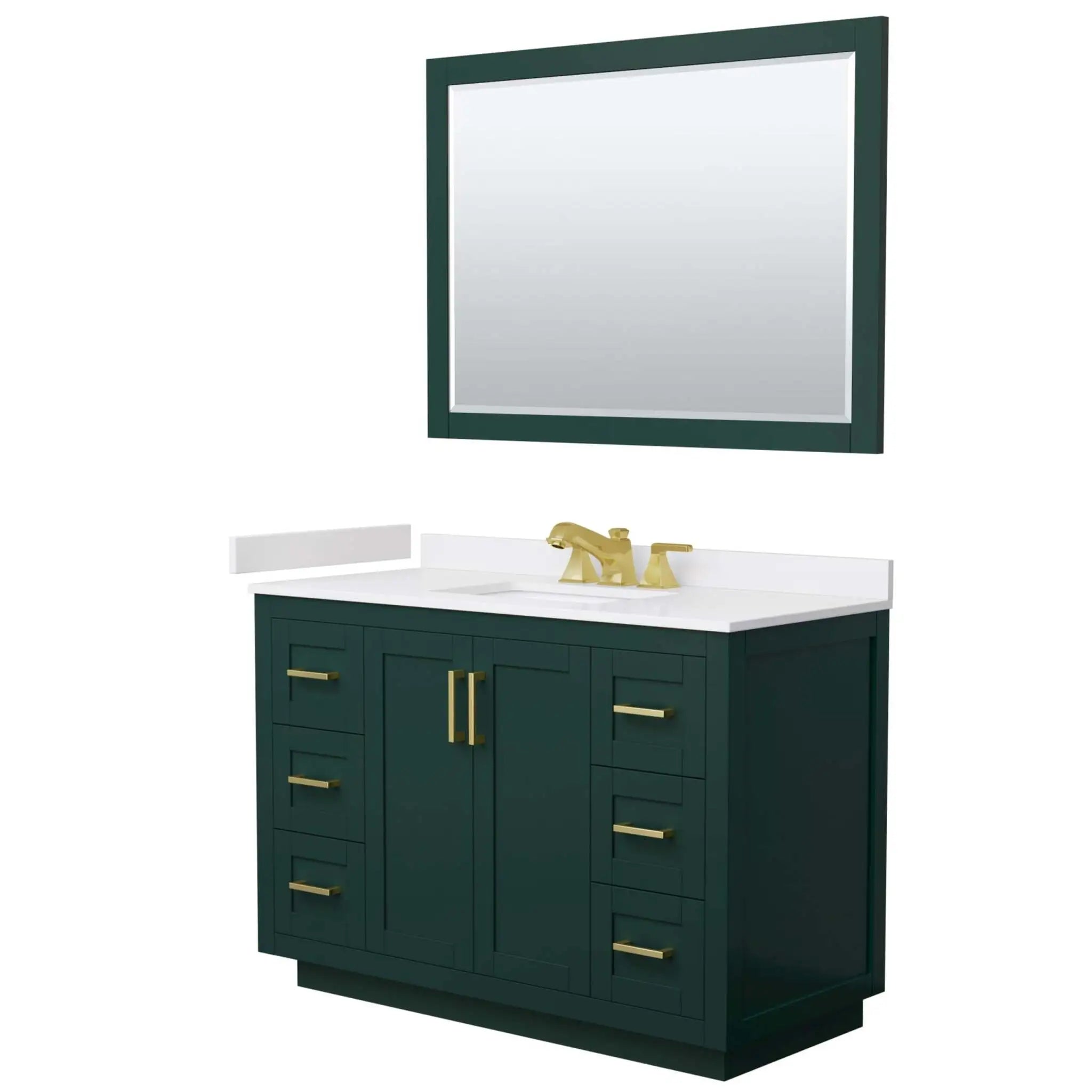 48" Miranda Single Bathroom Vanity in Green with Brushed Gold Trim & 46" Mirror by Wyndham
