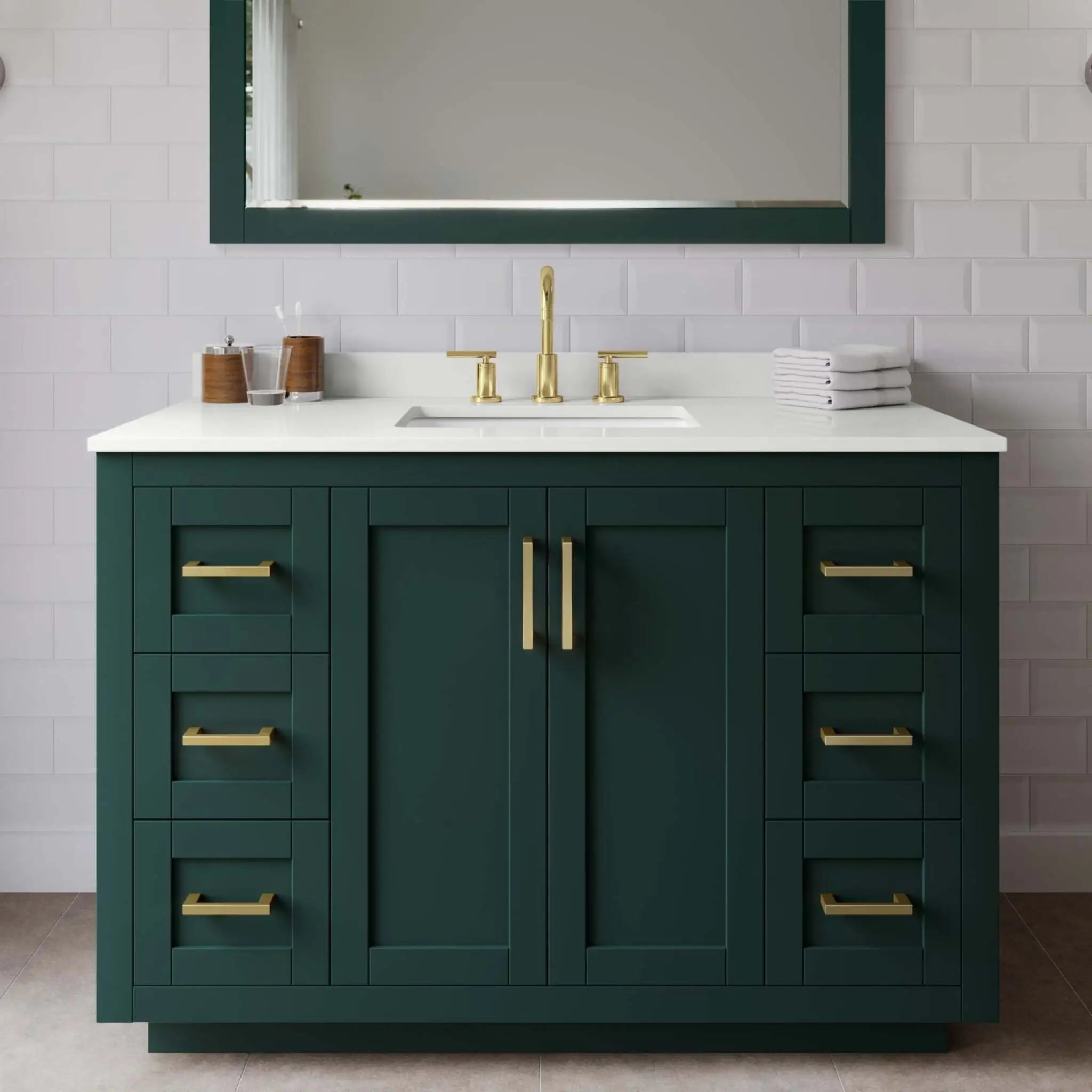 48" Miranda Single Bathroom Vanity in Green with Brushed Gold Trim by Wyndham