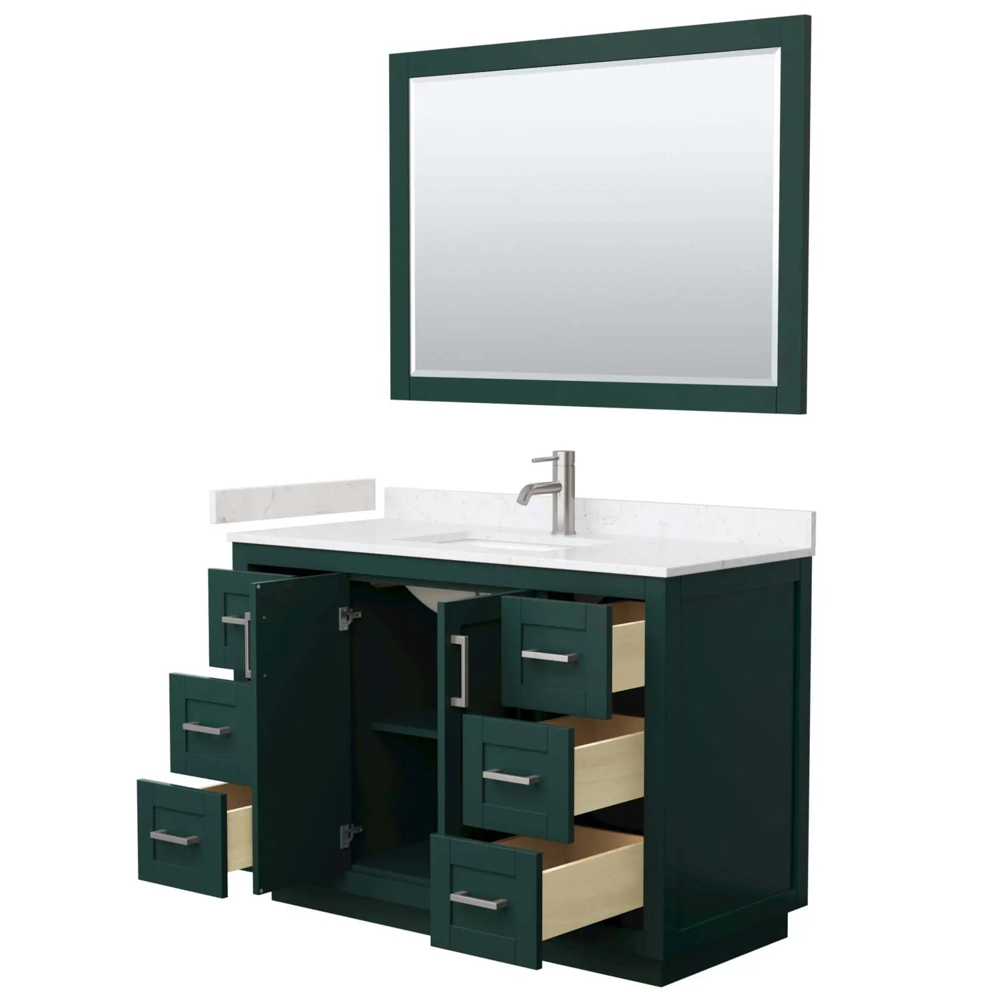 48" Miranda Single Bathroom Vanity in Green with Brushed Nickel Trim & 46" Mirror by Wyndham