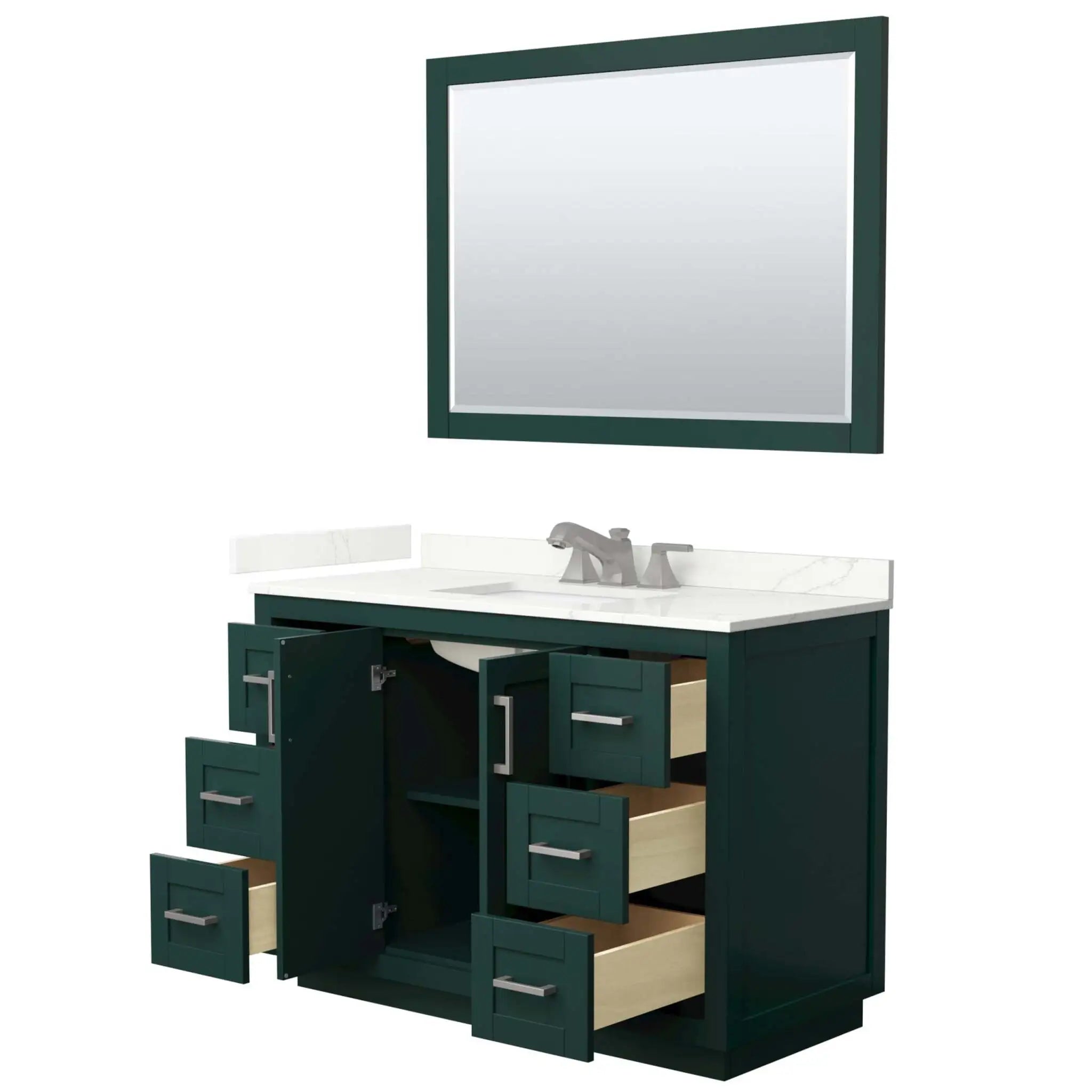 48" Miranda Single Bathroom Vanity in Green with Brushed Nickel Trim & 46" Mirror by Wyndham