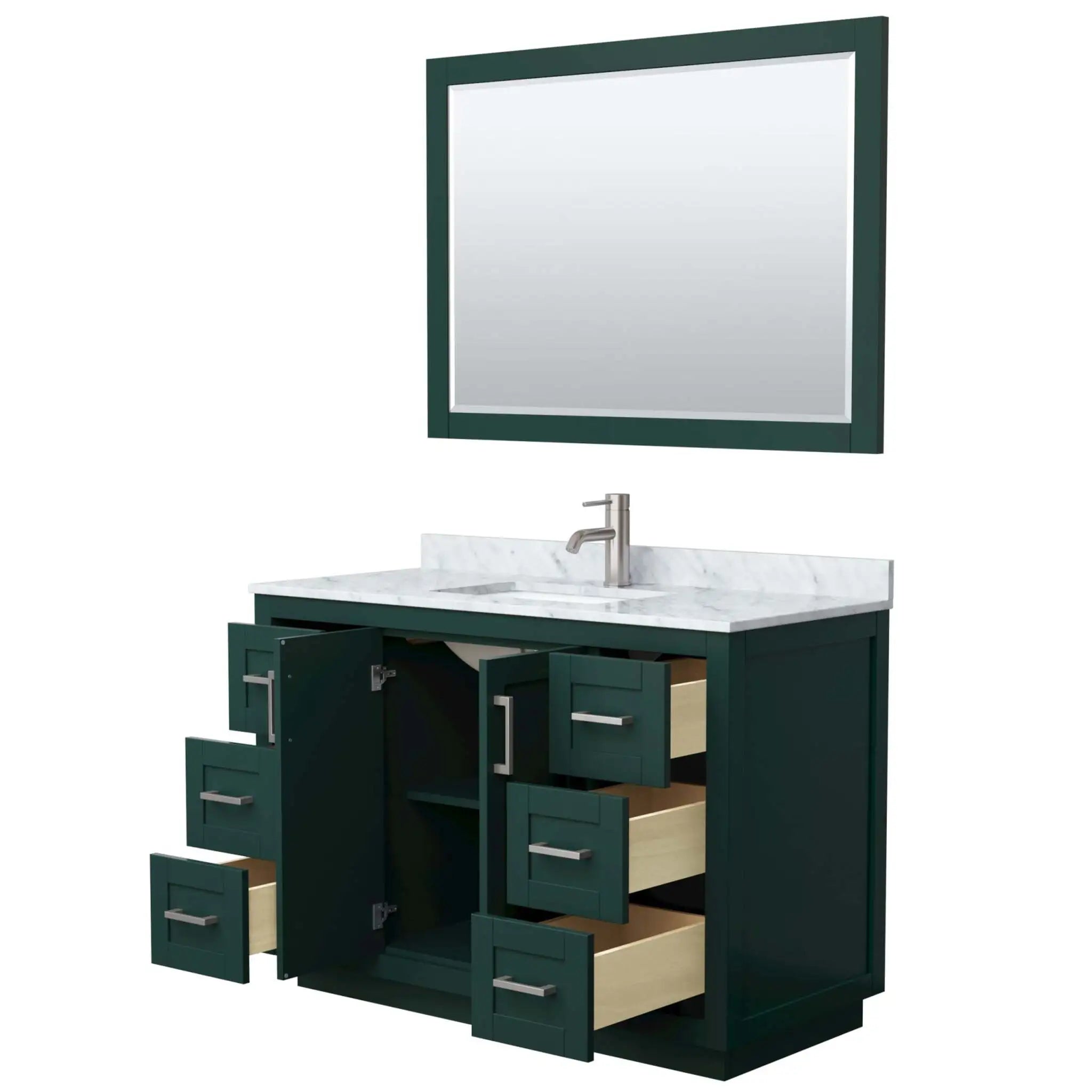 48" Miranda Single Bathroom Vanity in Green with Brushed Nickel Trim & 46" Mirror by Wyndham