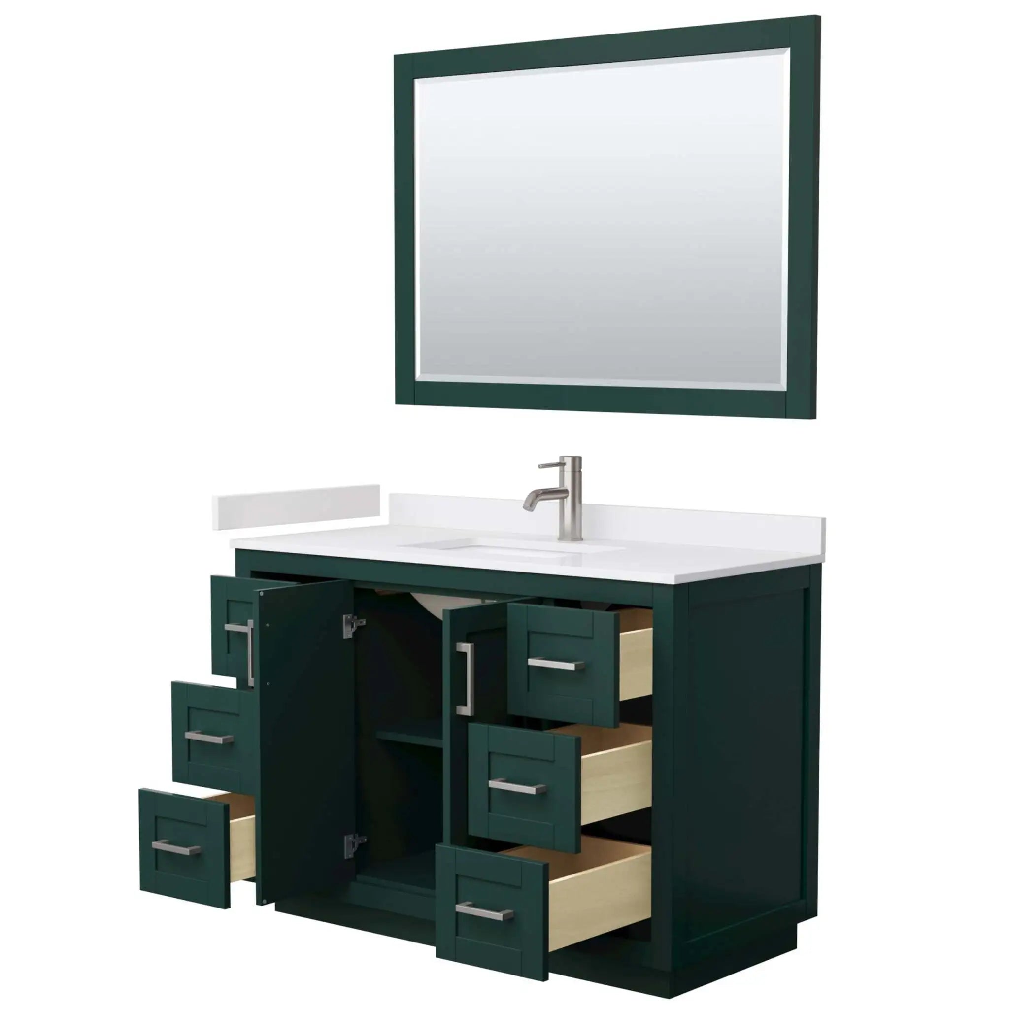 48" Miranda Single Bathroom Vanity in Green with Brushed Nickel Trim & 46" Mirror by Wyndham