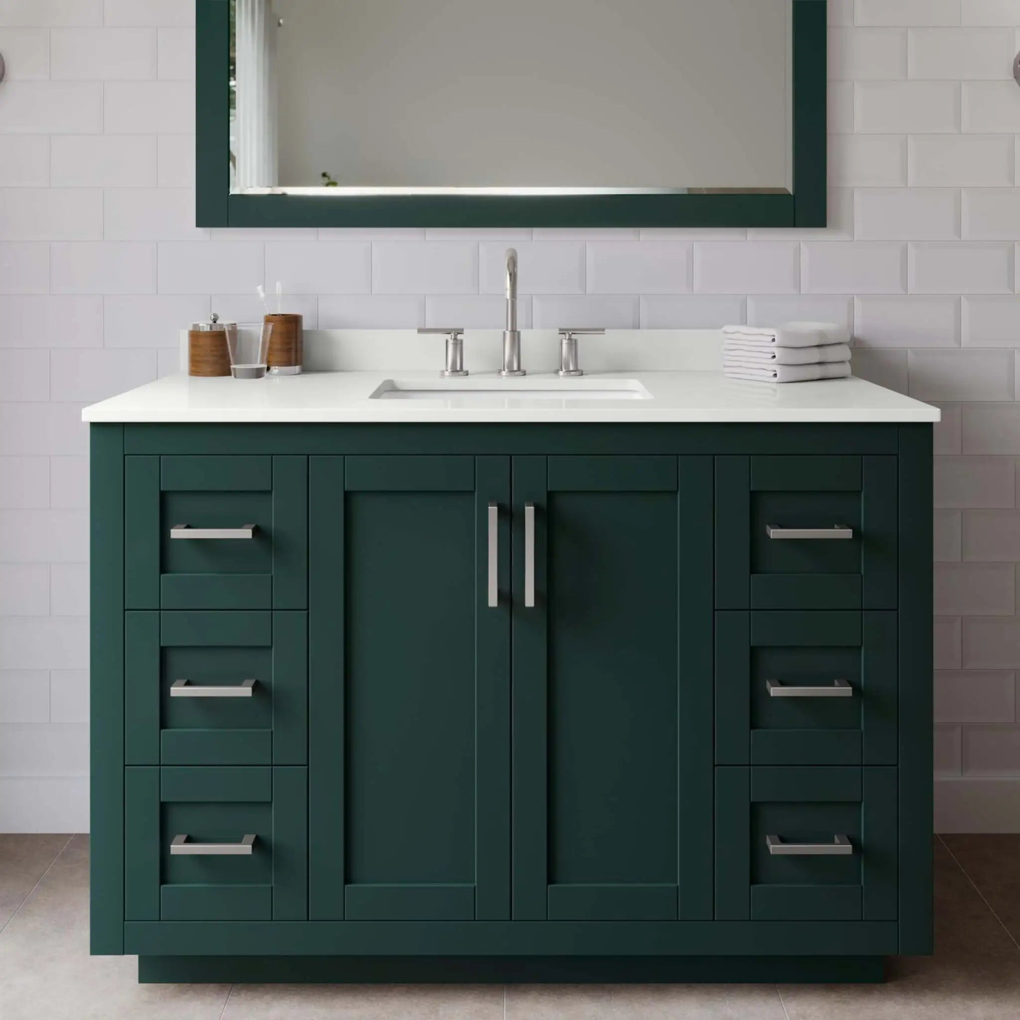 48" Miranda Single Bathroom Vanity in Green with Brushed Nickel Trim by Wyndham