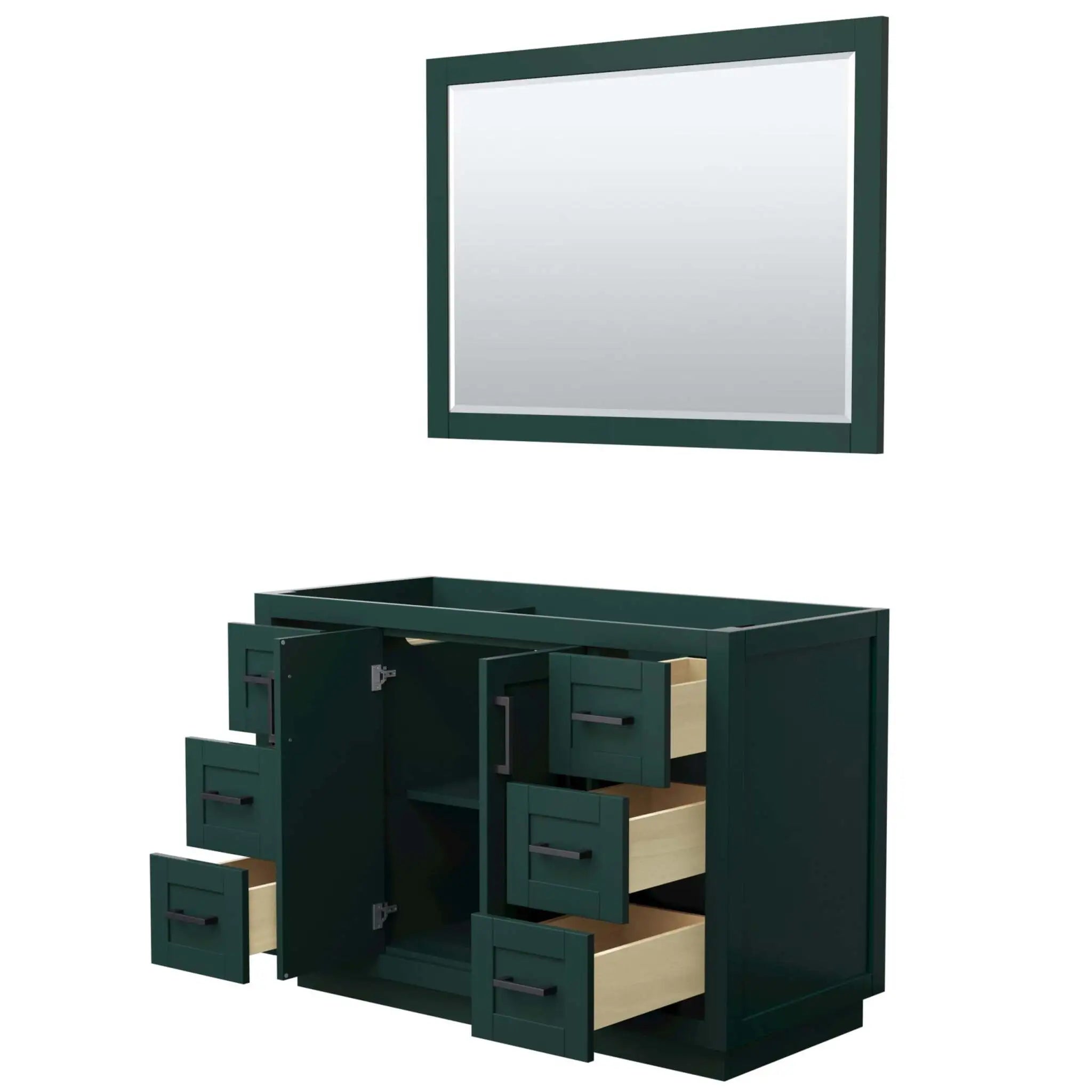 48" Miranda Single Bathroom Vanity in Green with Matte Black Trim & 46" Mirror by Wyndham