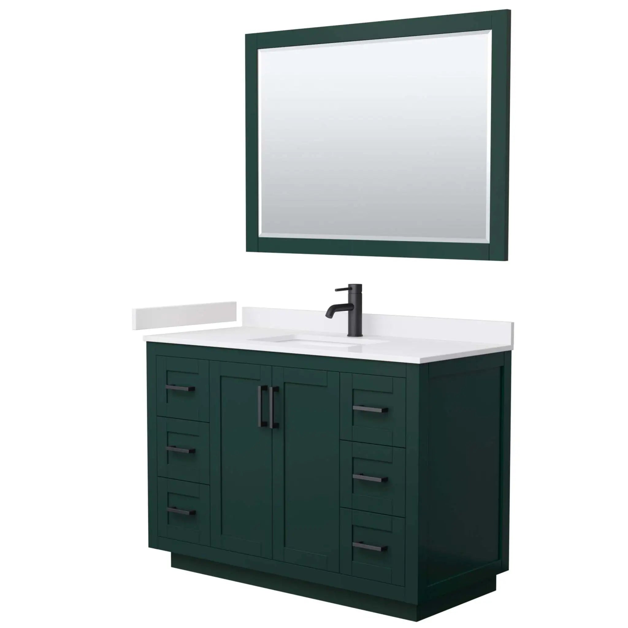 48" Miranda Single Bathroom Vanity in Green with Matte Black Trim & 46" Mirror by Wyndham